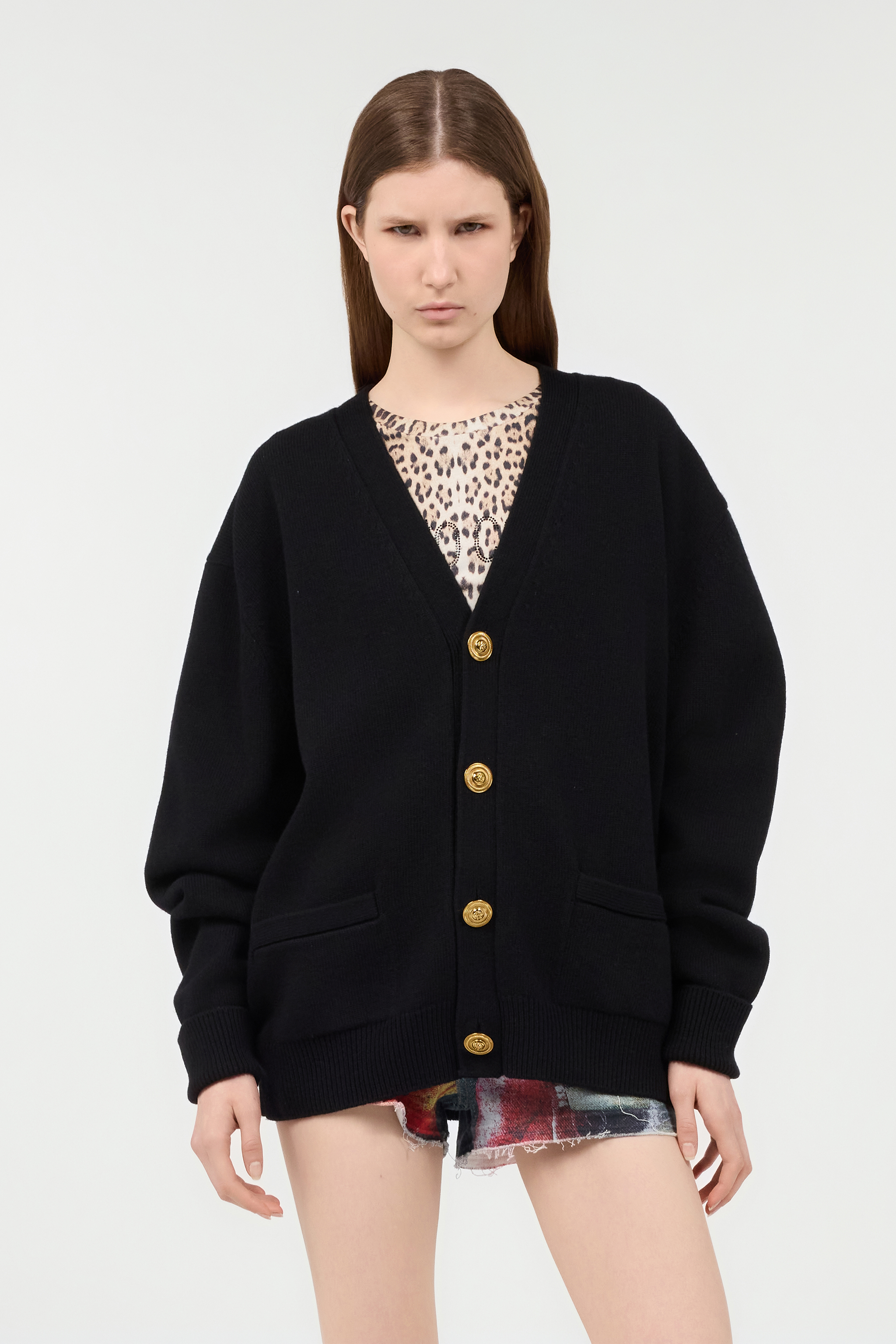 ROBERTO CAVALLI CARDIGAN MIT GOLDENEN KNÖPFEN