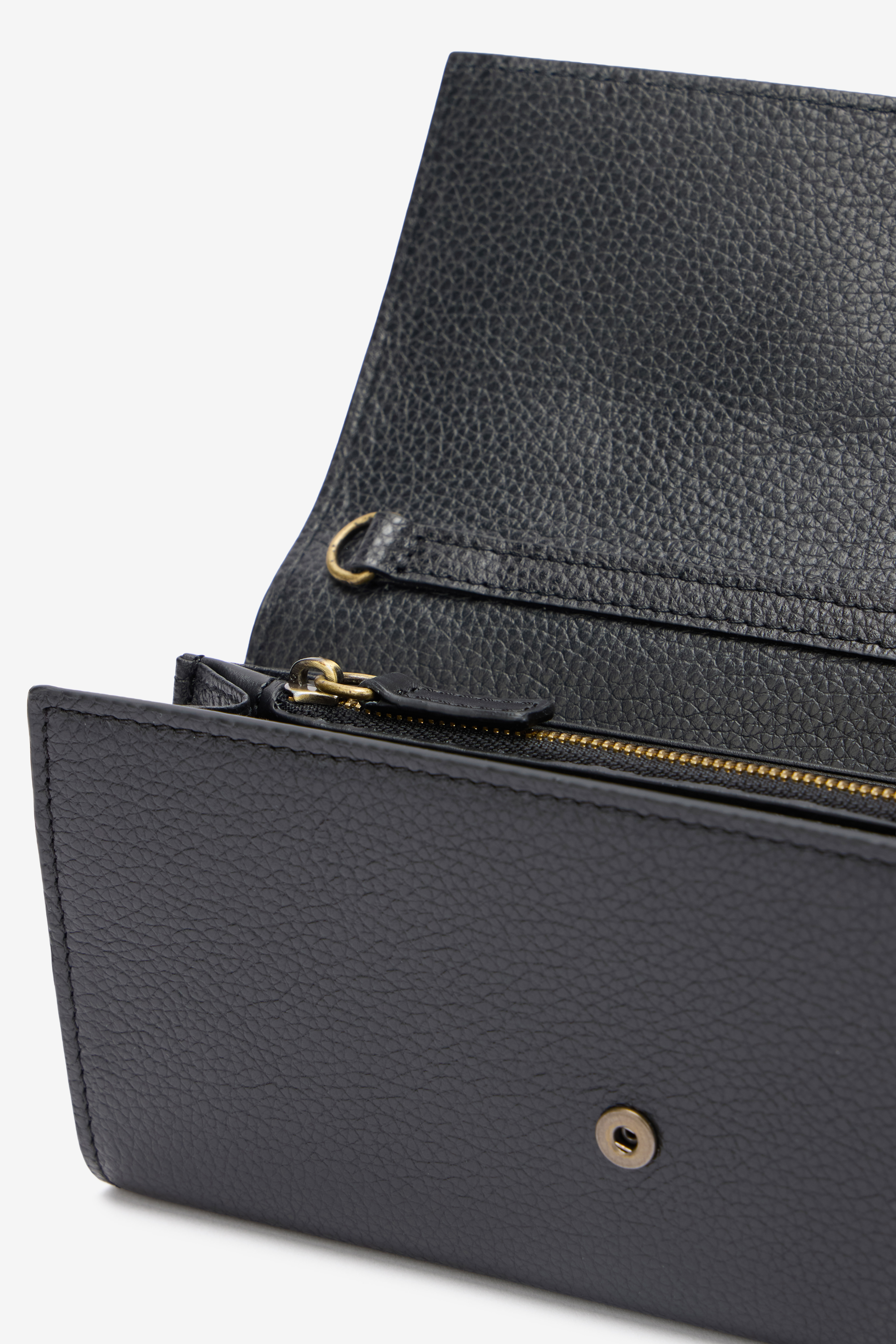 Roberto Cavalli Black Wallet On Chain With Monogram Rc In Black