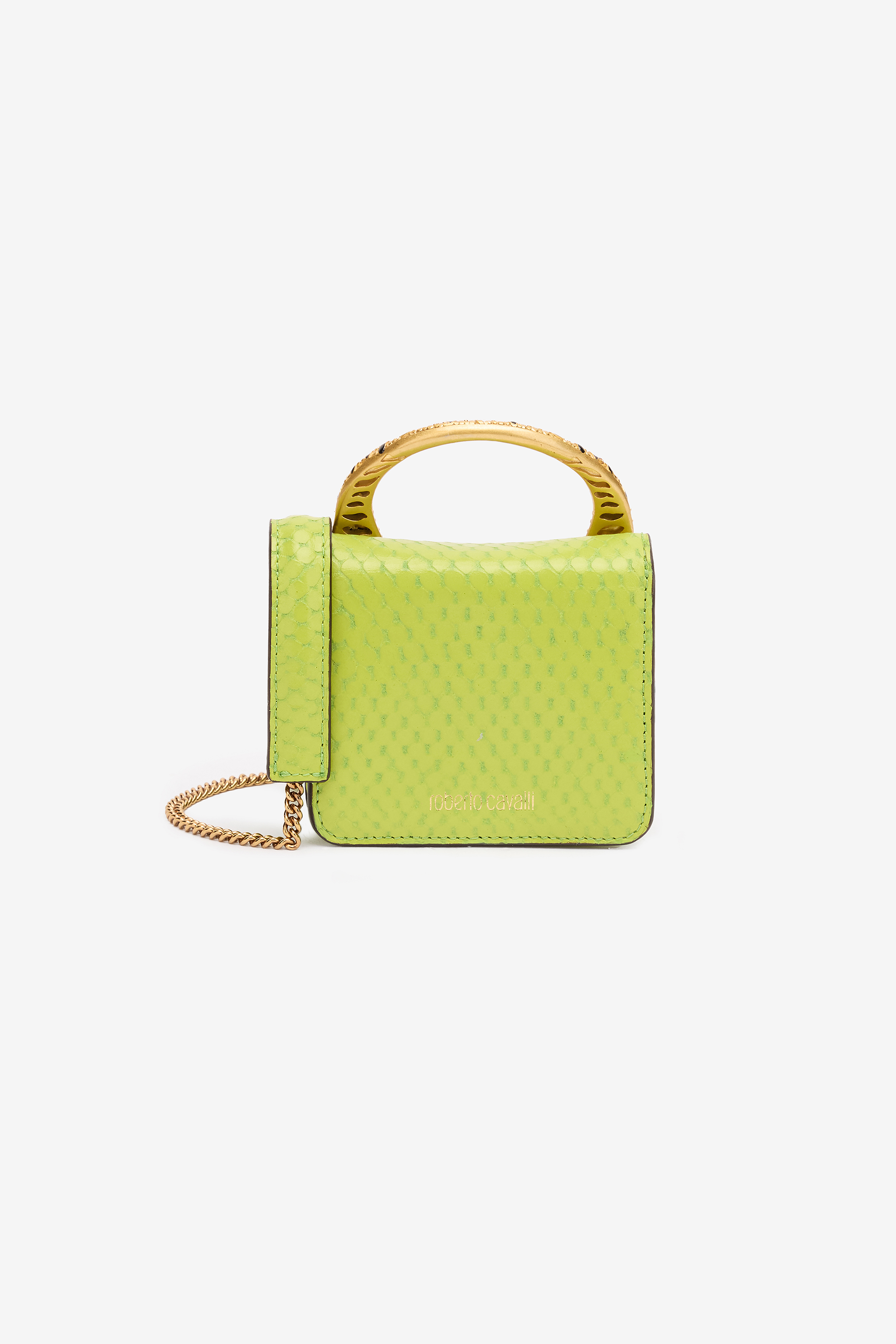Roberto Cavalli Roar Bag With Bejeweled Tigers In Light Green