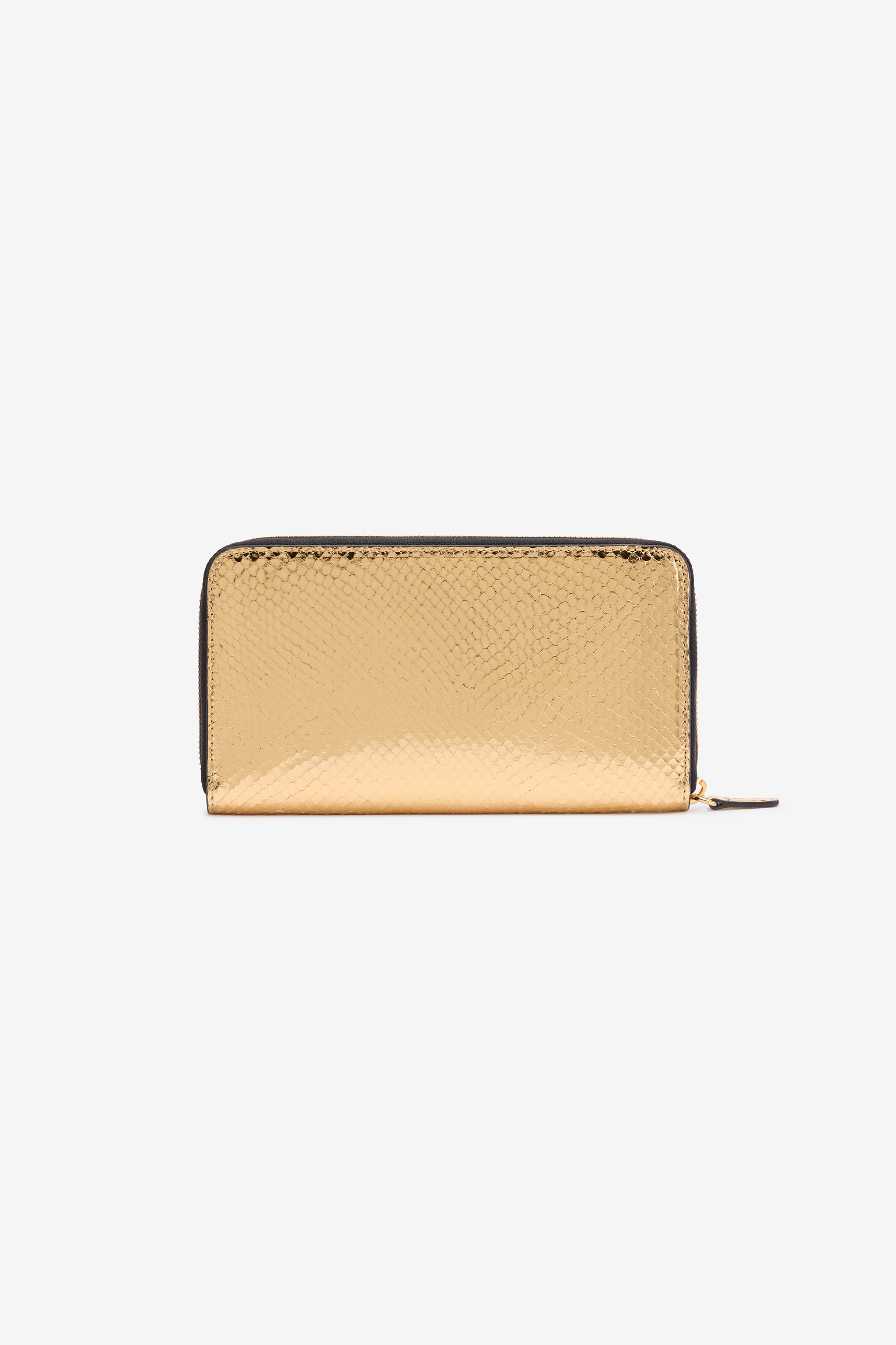 Roberto Cavalli Zip-around Wallet With Snake Print In Gold