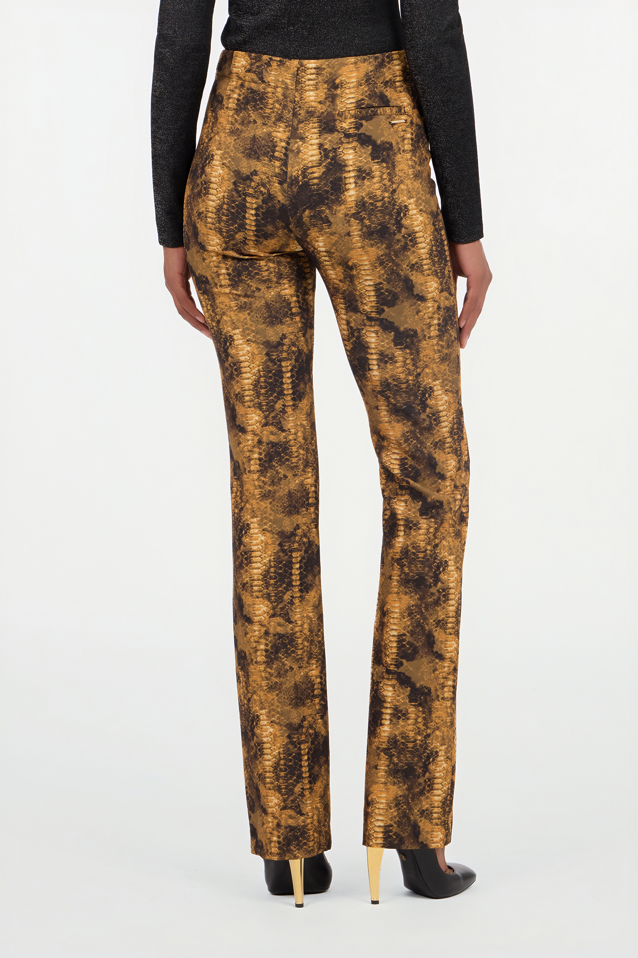 Roberto Cavalli Cobra Print Trousers In Brown