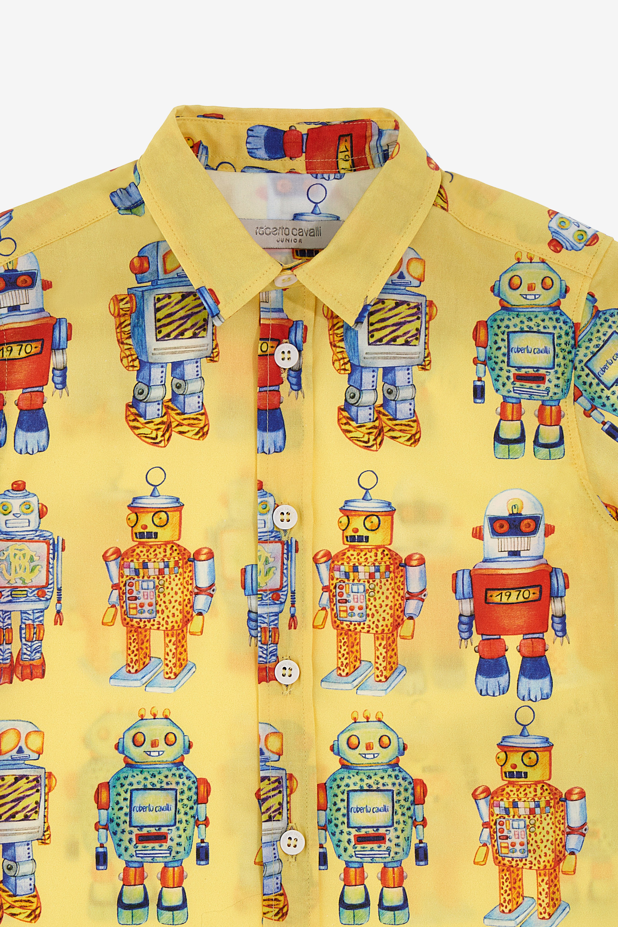 Roberto Cavalli Printed Shirt In Yellow