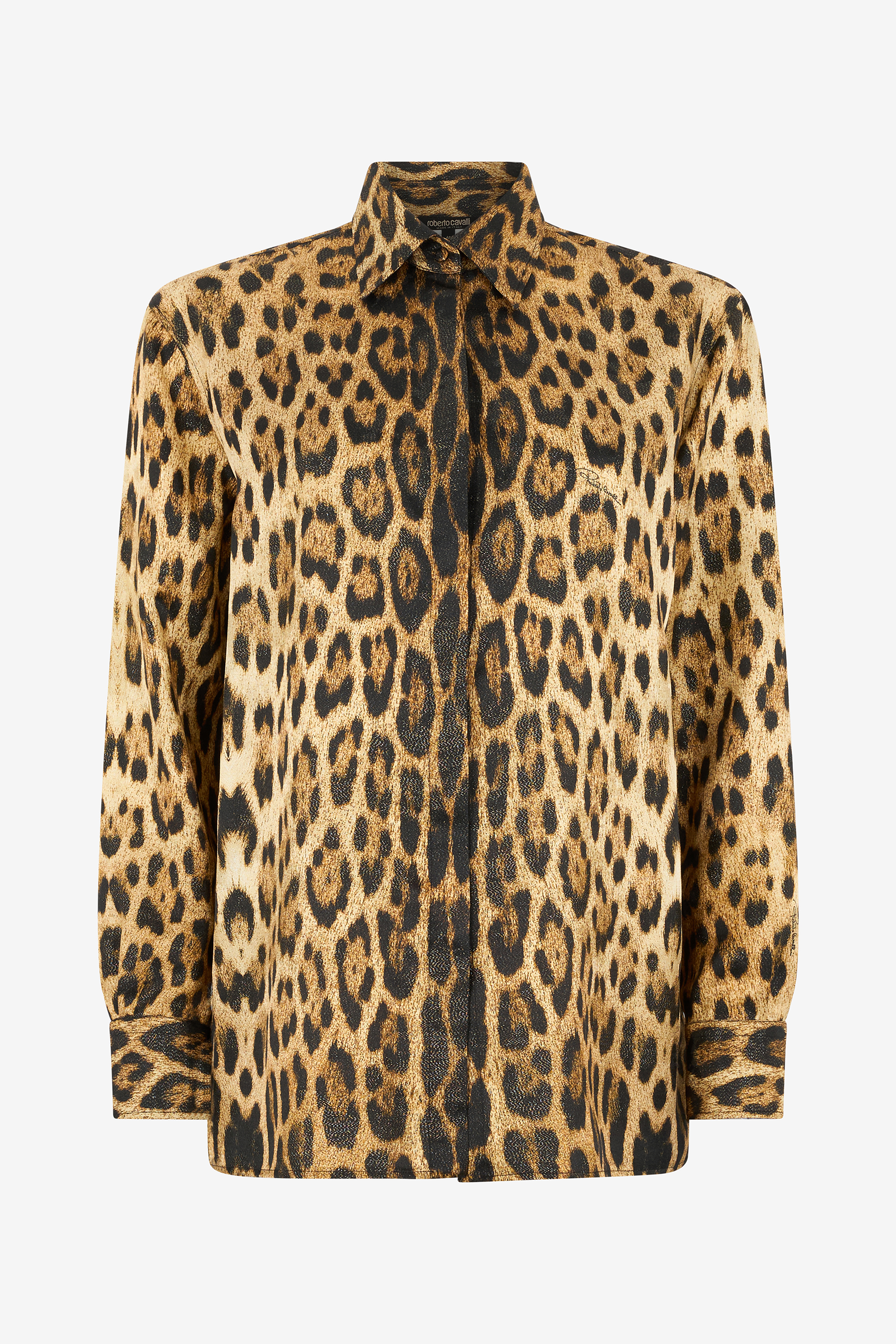 Roberto Cavalli Women's Silk Shirt With Jaguar Print - Tops Natural