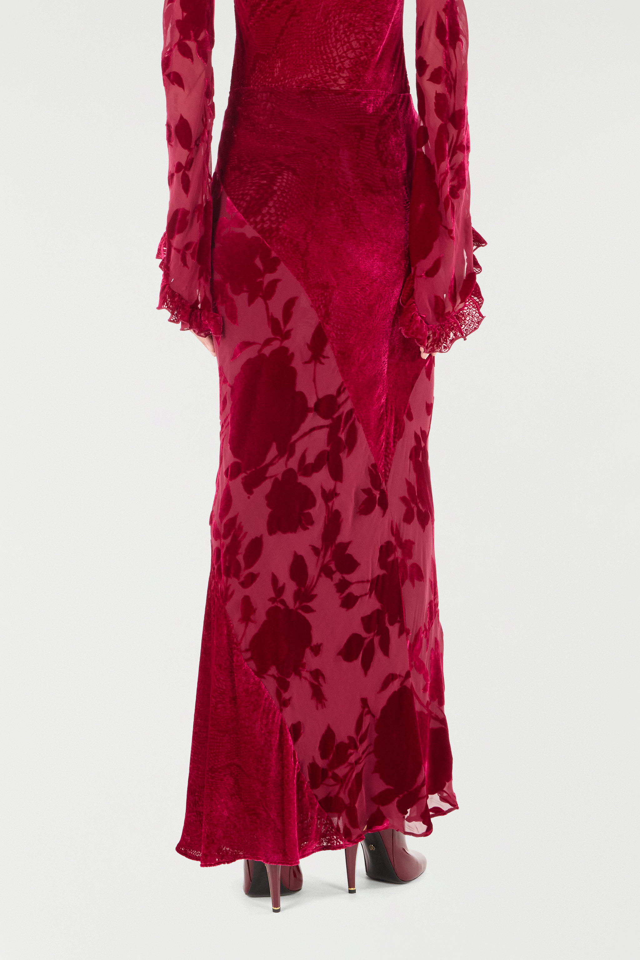 Roberto Cavalli Long Skirt With Rose And Python Pattern In Red