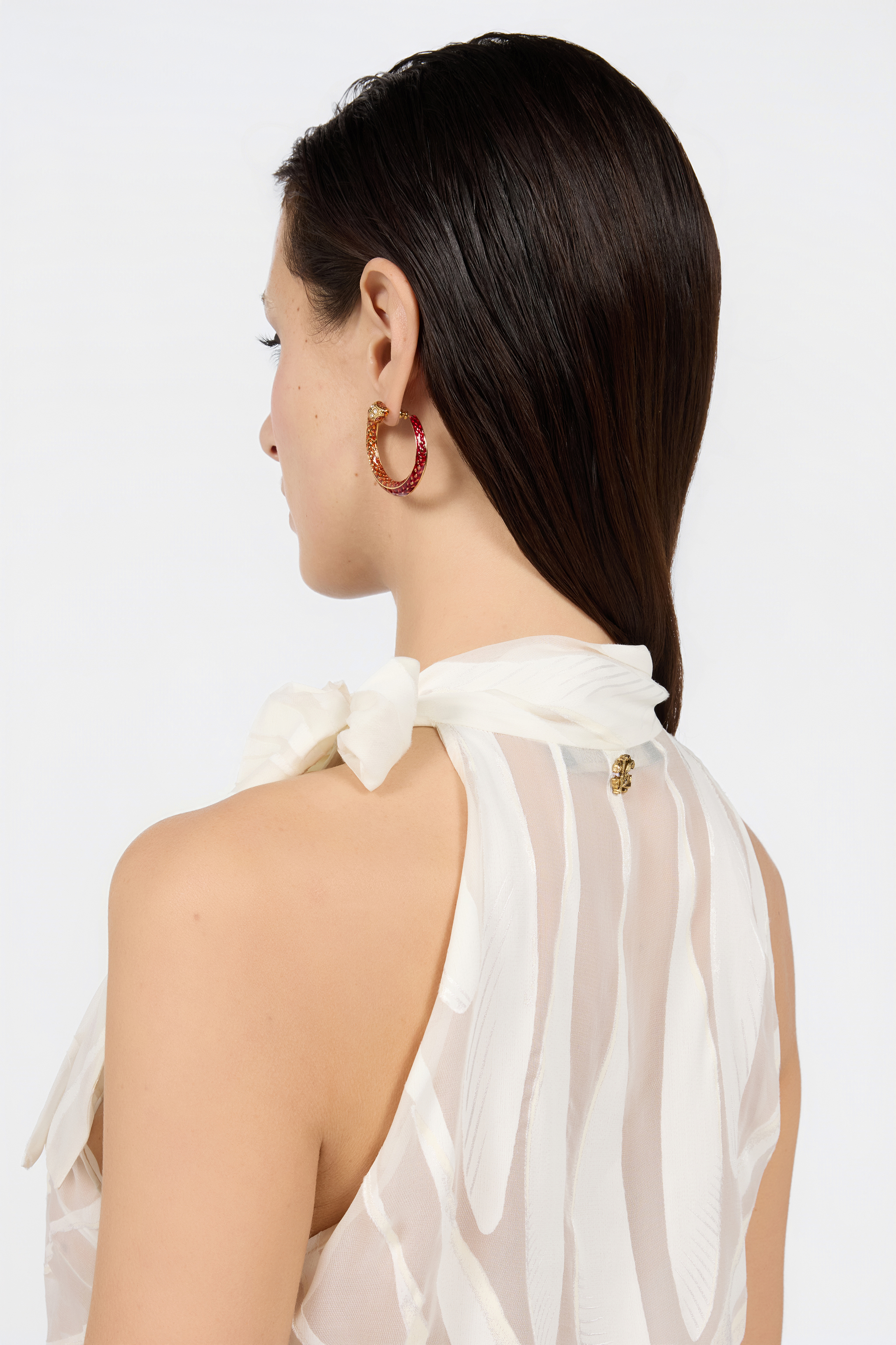 Roberto Cavalli Top With Ray Devoré Print In White