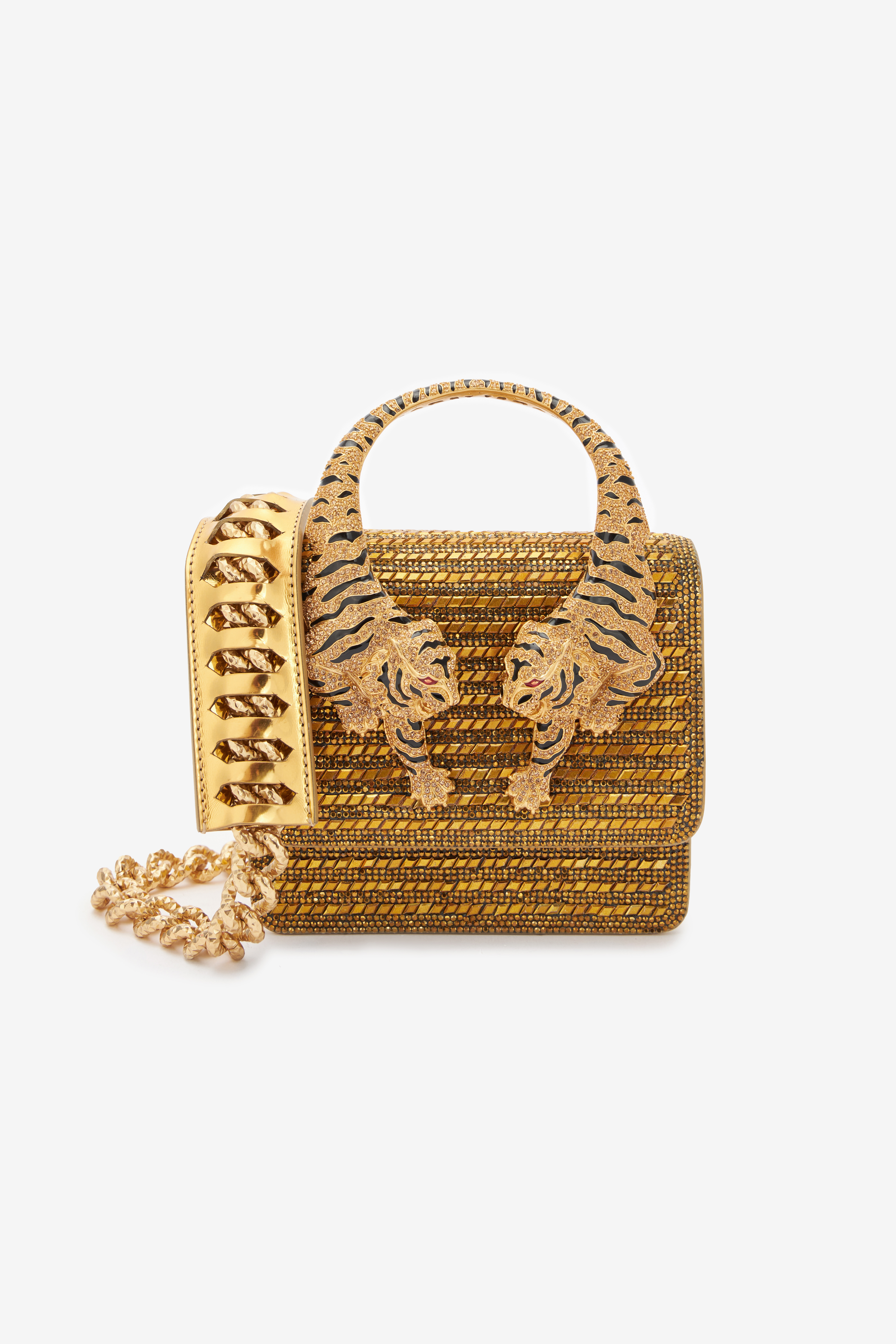 Mini Roar Bag With Crystals in Gold for Women | Roberto Cavalli®