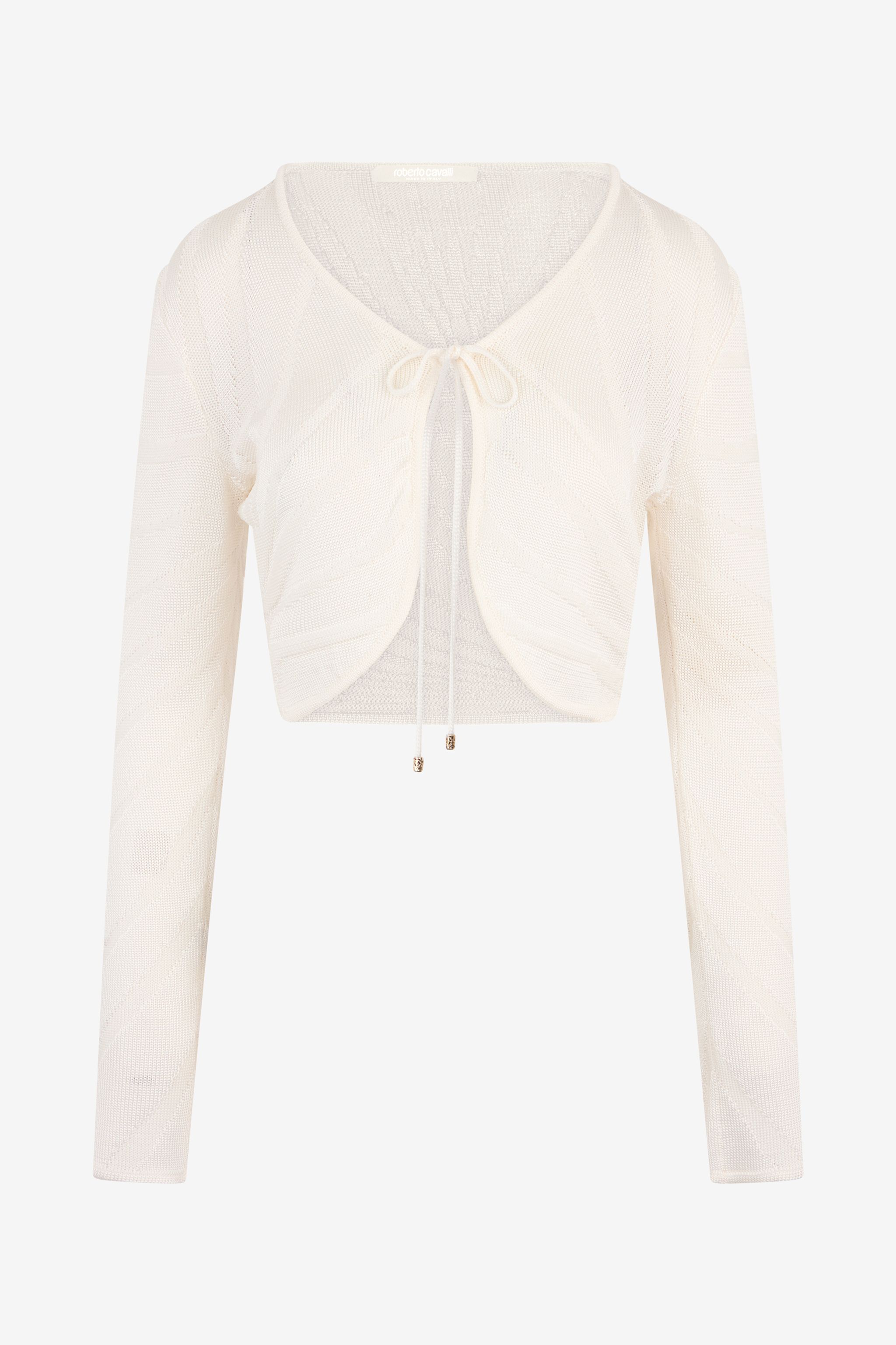 Roberto Cavalli Women's Ivory Knit Cardigan With Ray Motif - Knitwear Bianco Latte