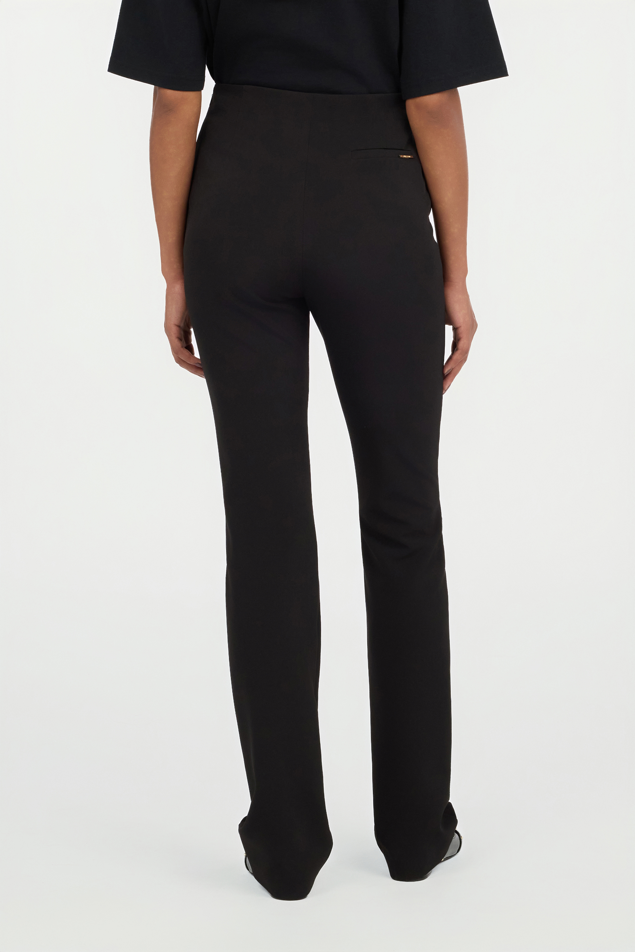 Roberto Cavalli Black Flared Trousers With Buckle In Black