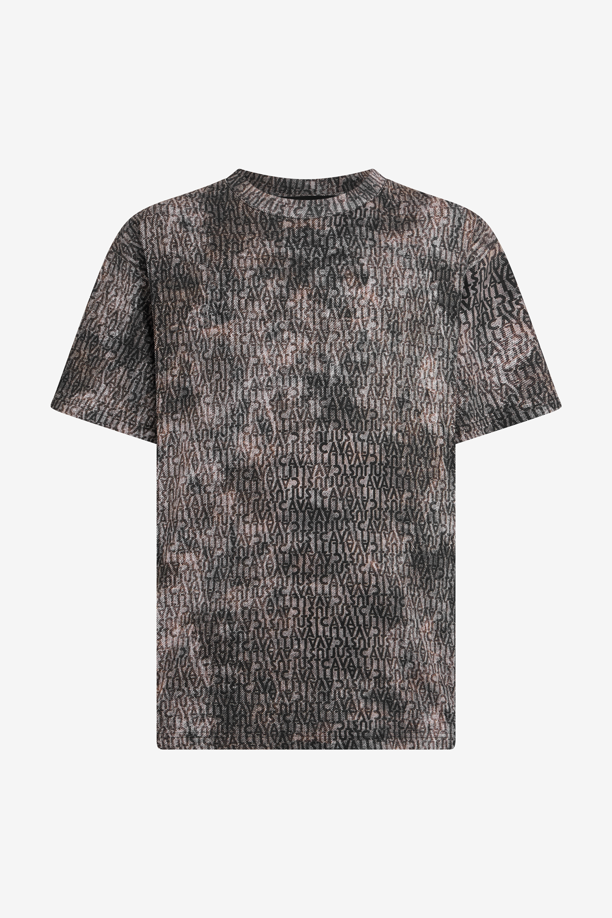 Faded Effect T-Shirt with All-Over Lettering