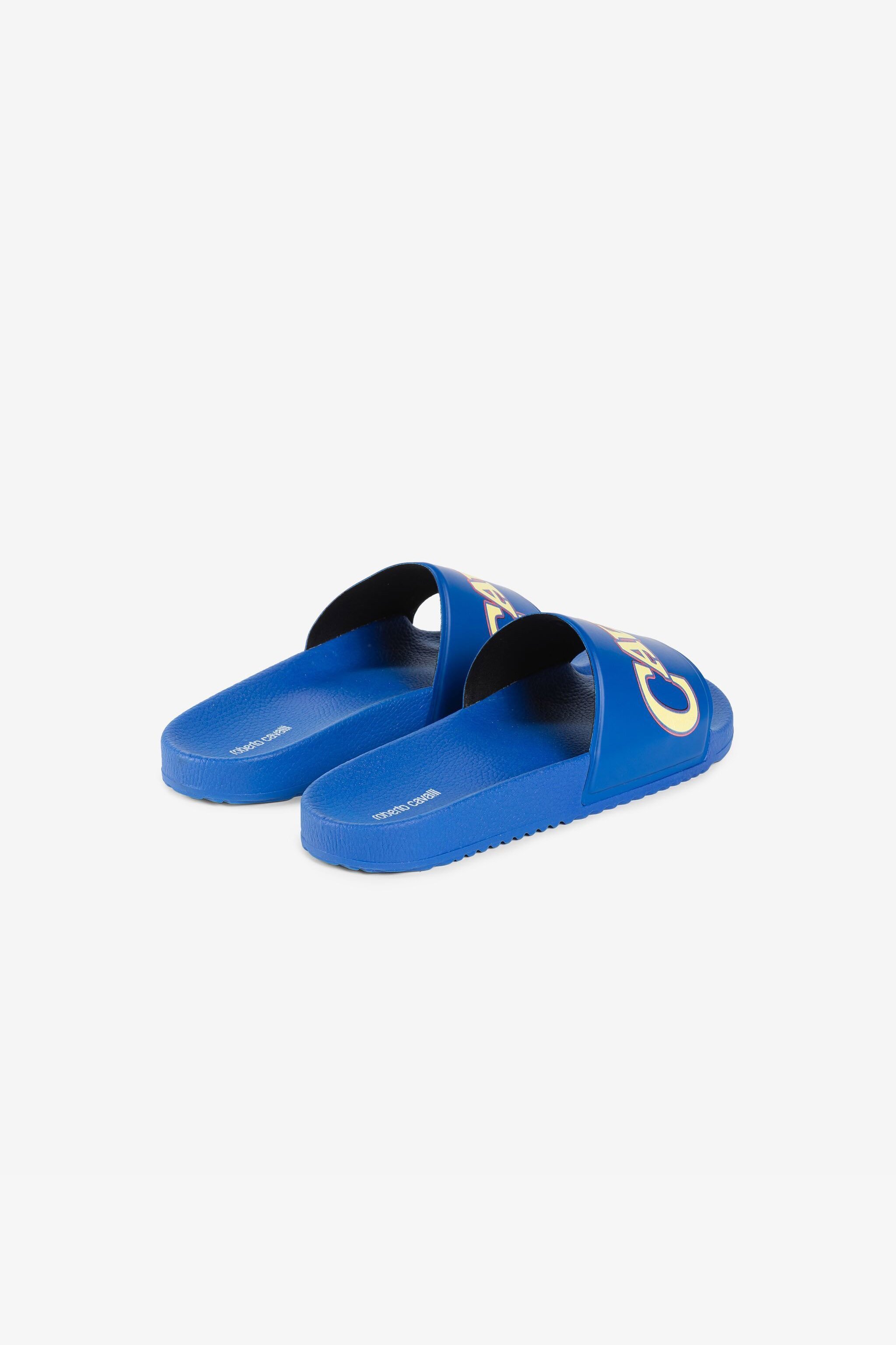 Roberto Cavalli Logo-print Slides In Blue