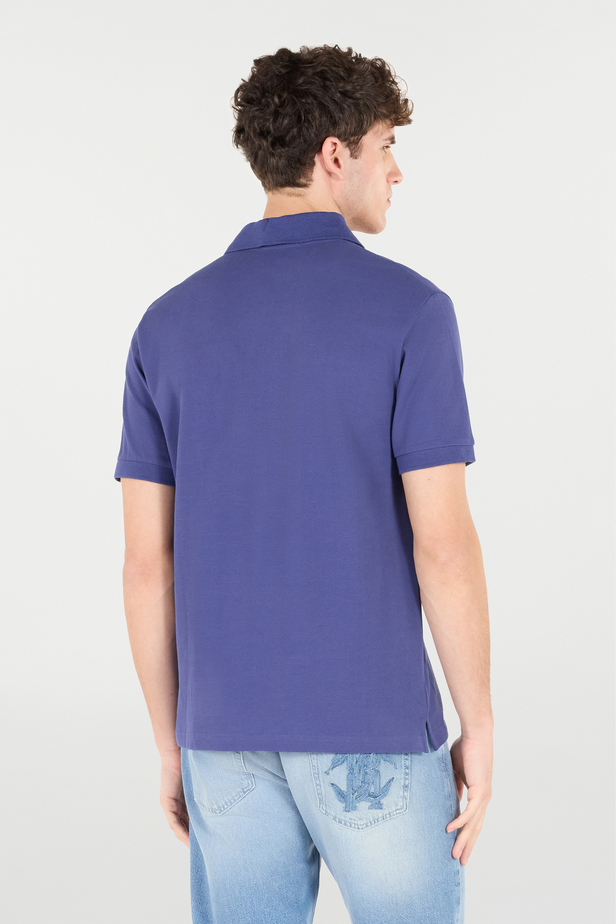 Roberto Cavalli Polo Shirt With Monogram Rc Embroidery And Logo In Navy