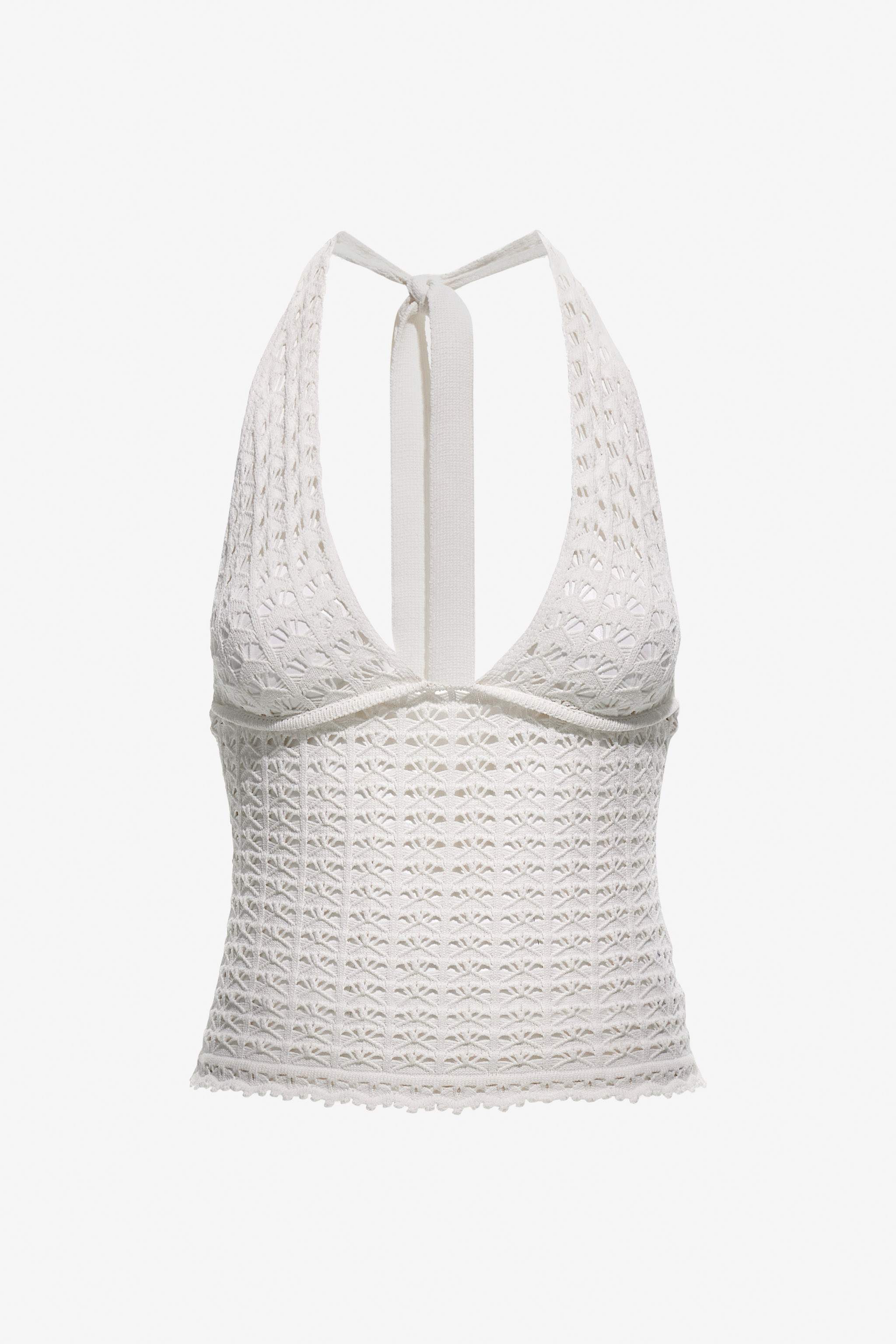 Roberto Cavalli Halterneck Crochet-knit Top In White