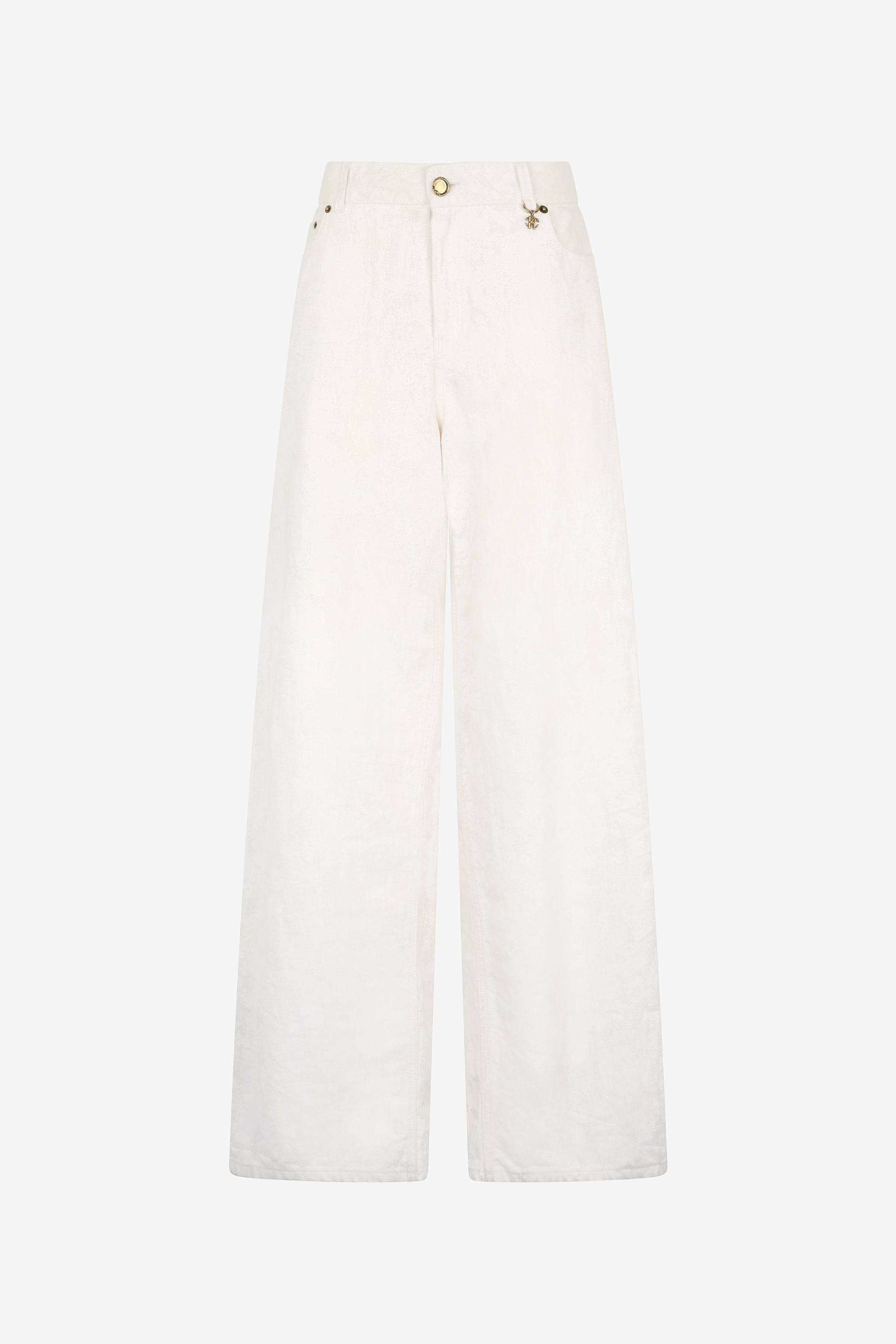 Roberto Cavalli Hose Mit Wall-print Und Weitem Bein In White