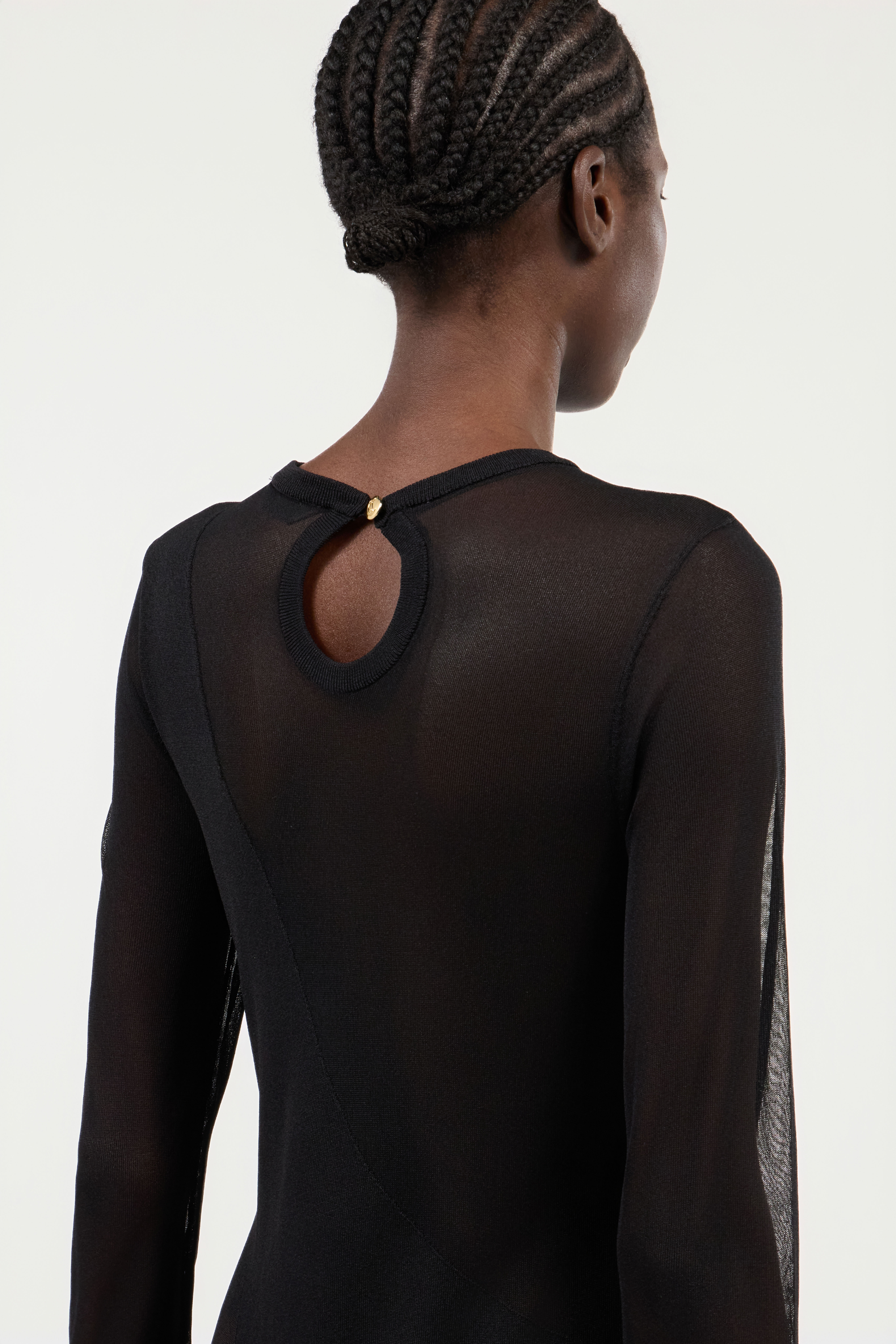 Black Mini Dress With Sheer Inserts