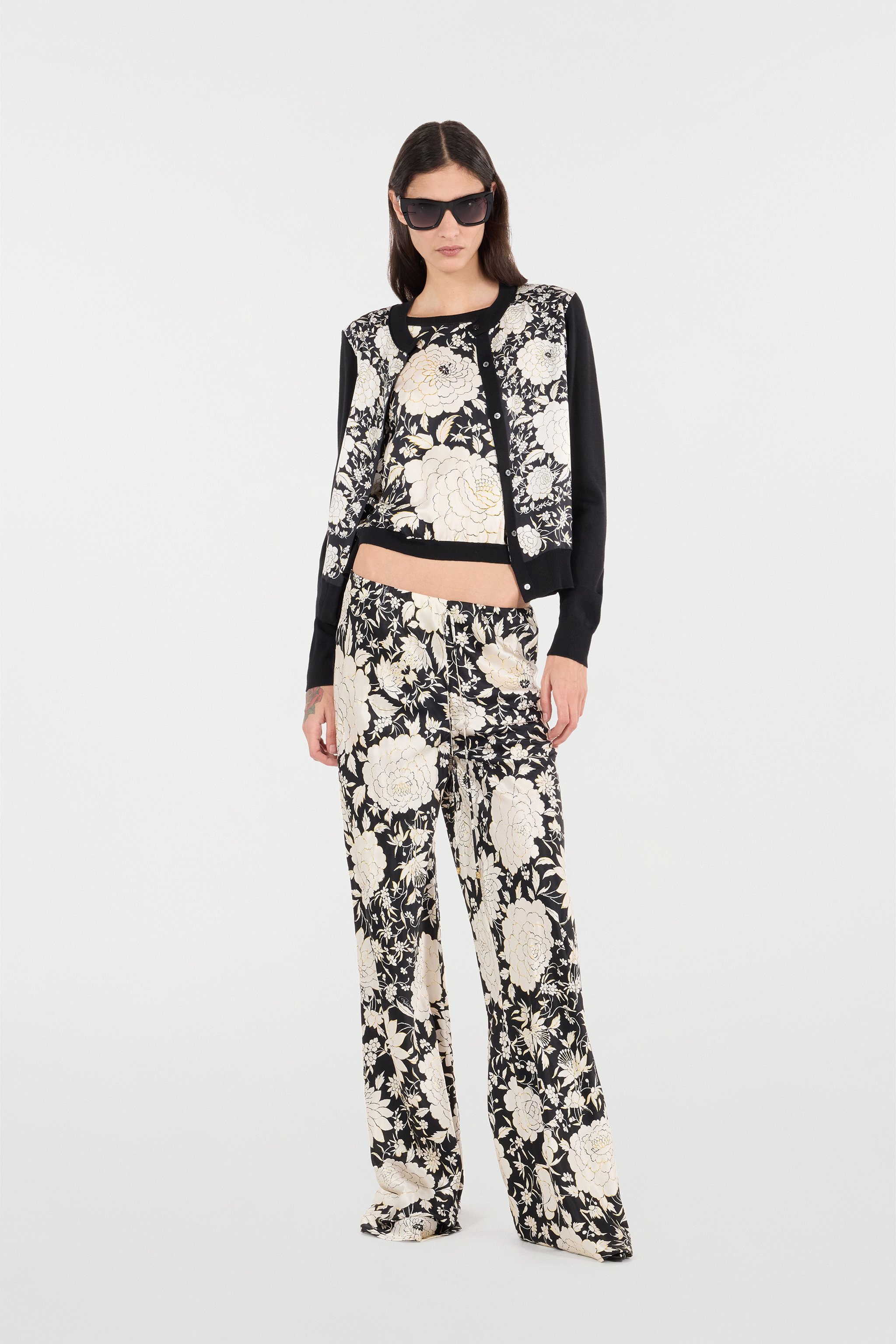 Roberto Cavalli Silk-blend Cardigan With Flowers In Multi