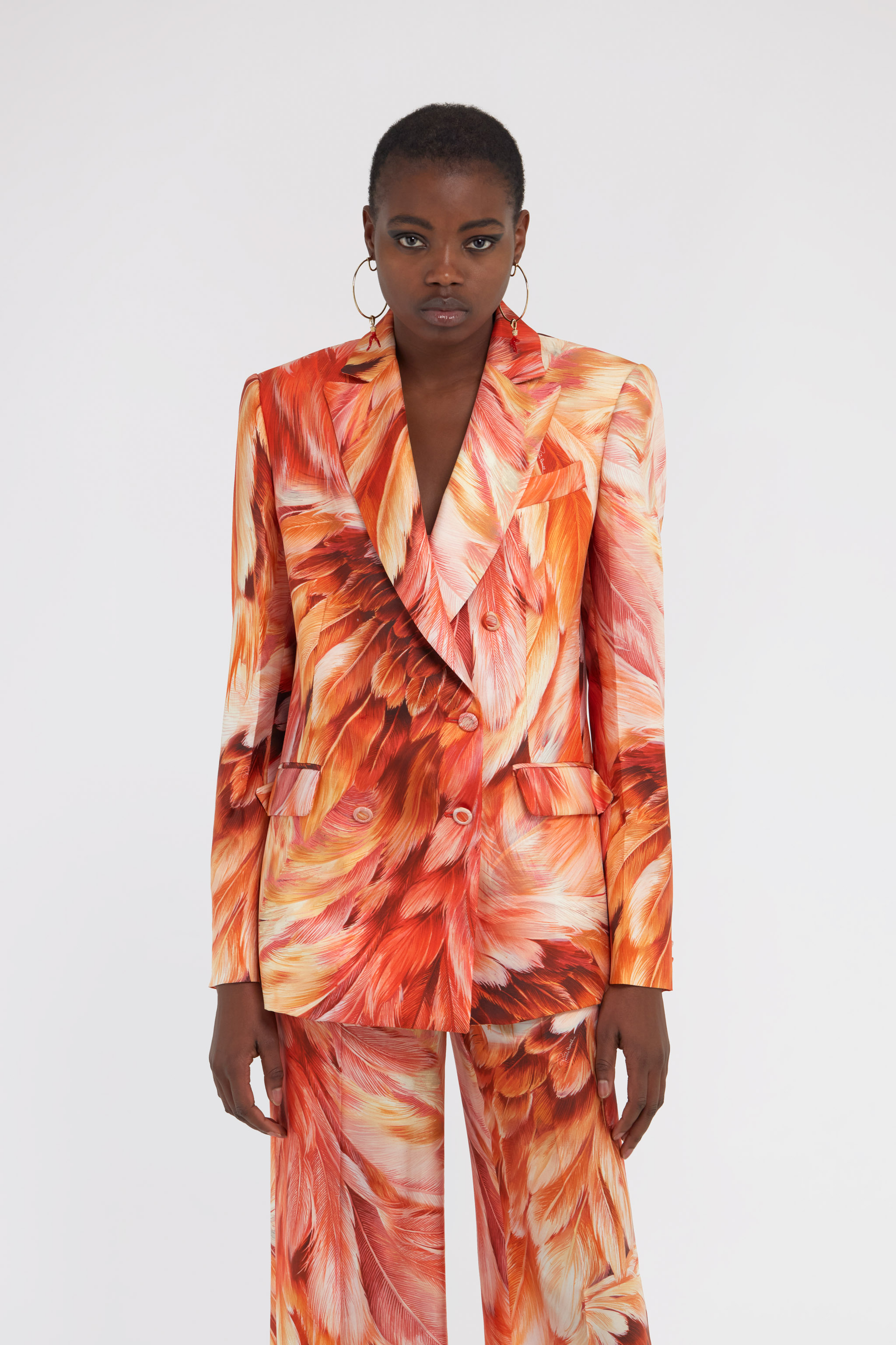 Shop Roberto Cavalli Plumage Print Blazer In Orange