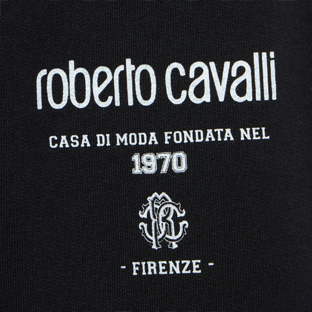 Roberto Cavalli Black Track Pants With Logo Print In Black