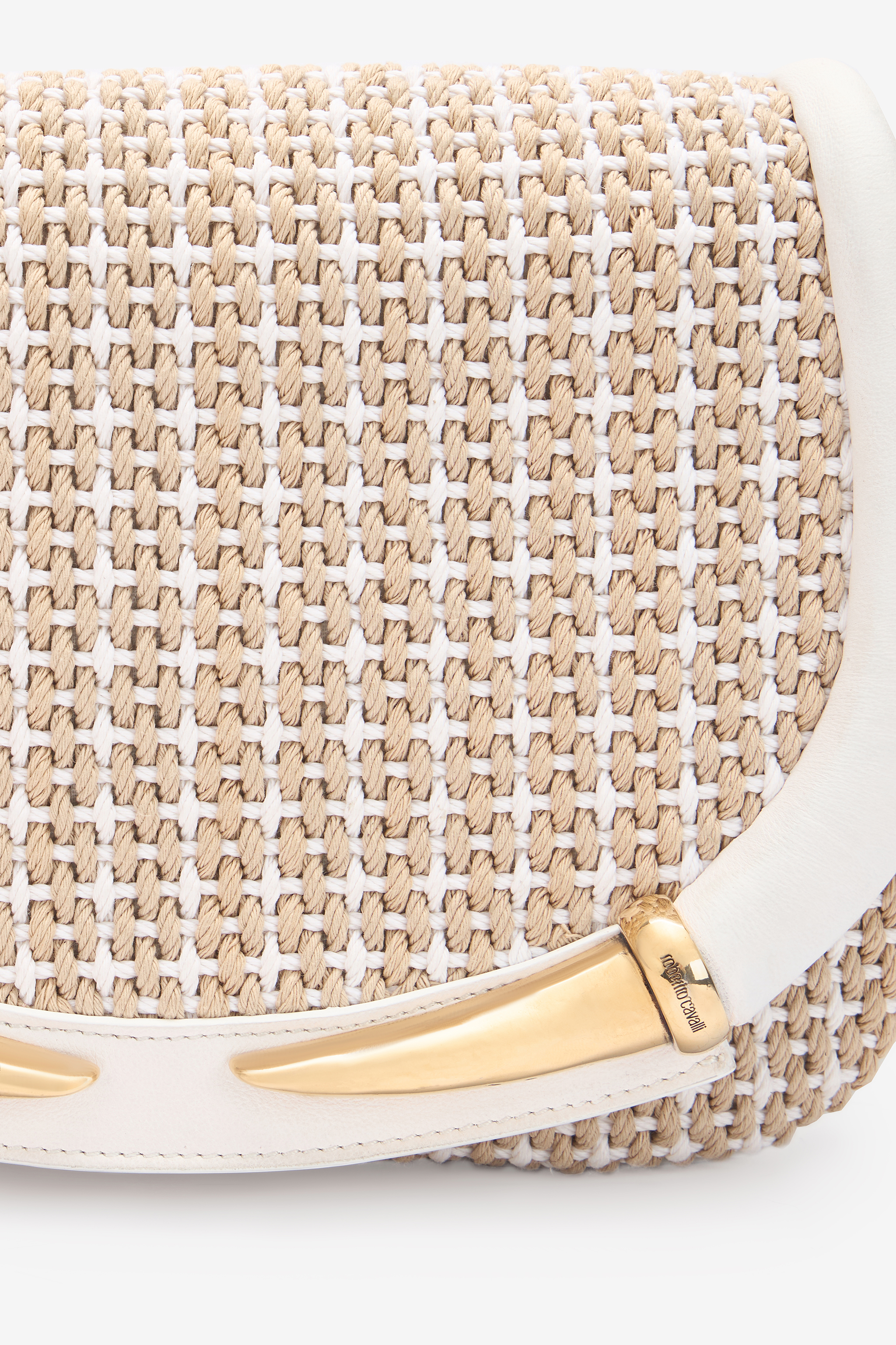 Roberto Cavalli Large Fang Shoulder Bag In White