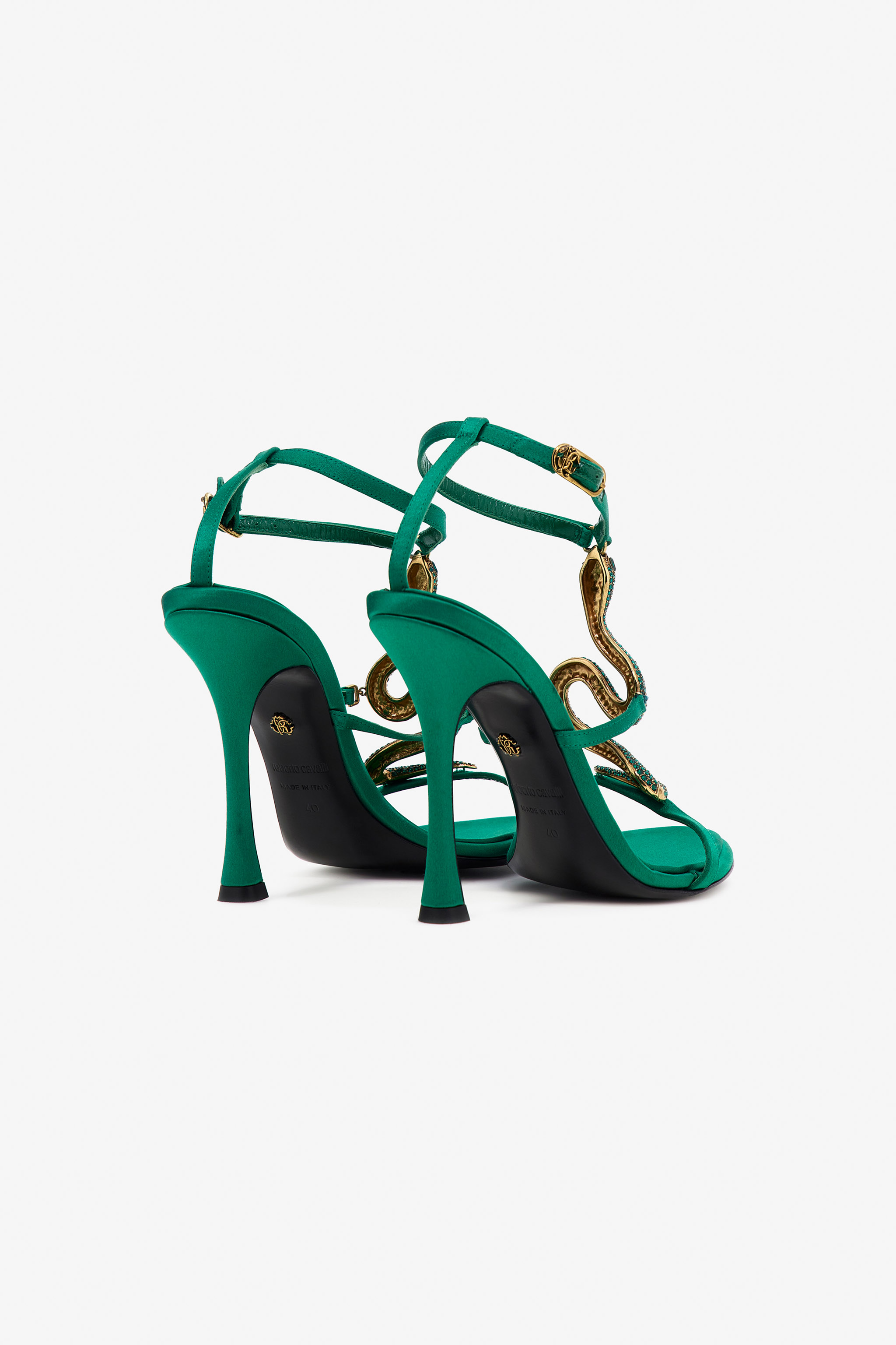 Shop Roberto Cavalli Sandalen Mit Schlangendekor In Green