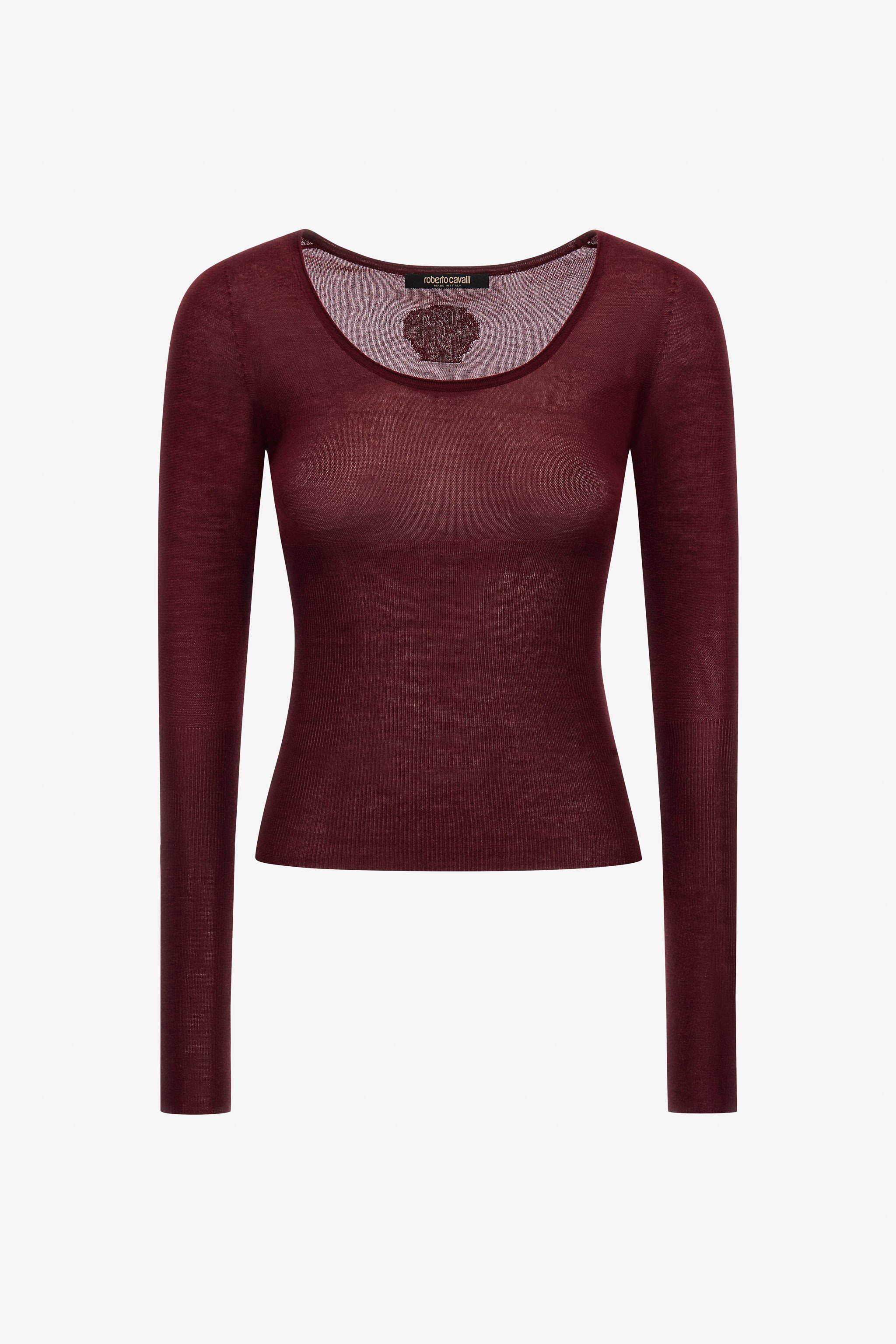 Roberto Cavalli Crew Neck Sweater In Purple
