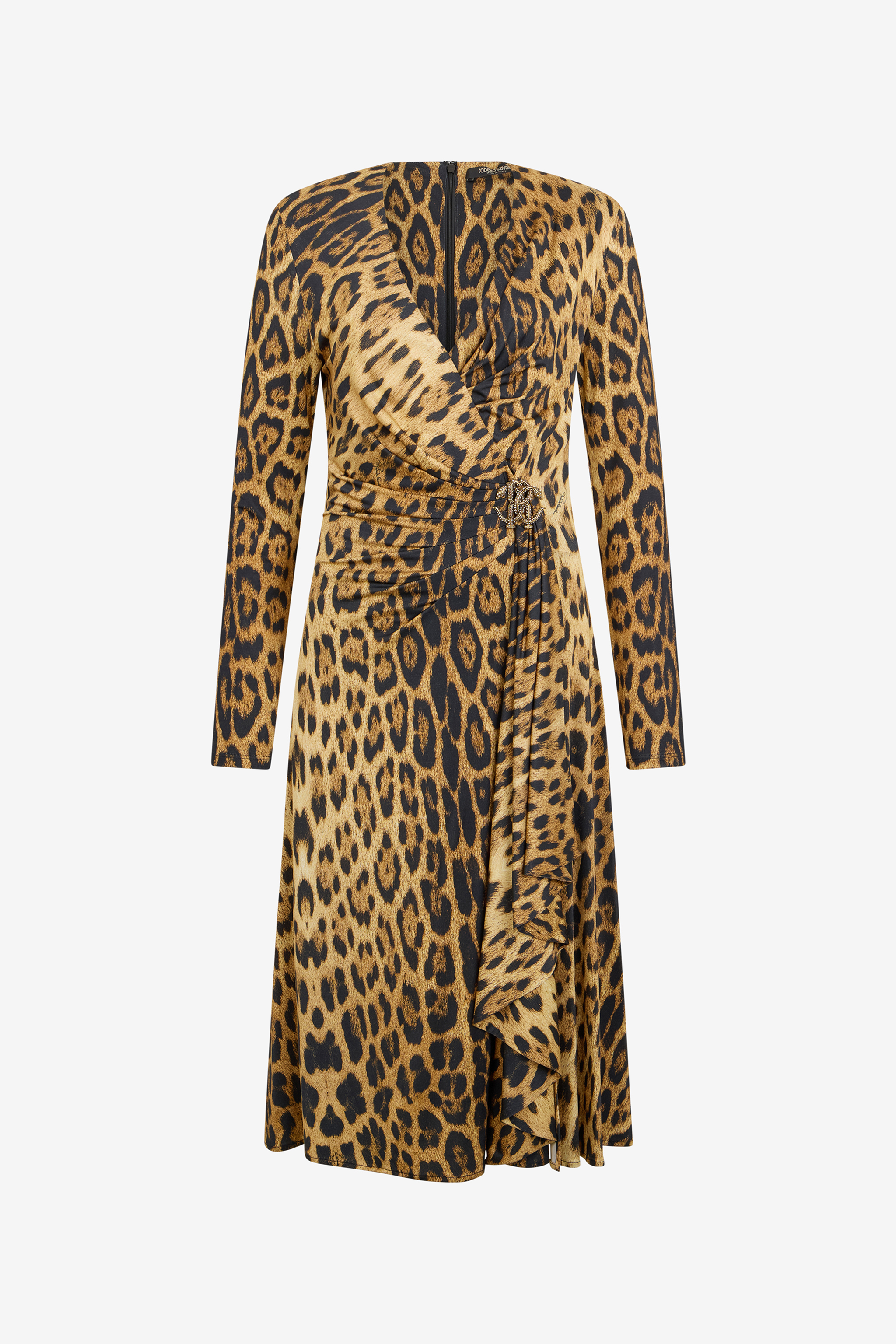 Roberto Cavalli Women's Jaguar Skin Print Wrap Midi Dress - Dresses Naturale