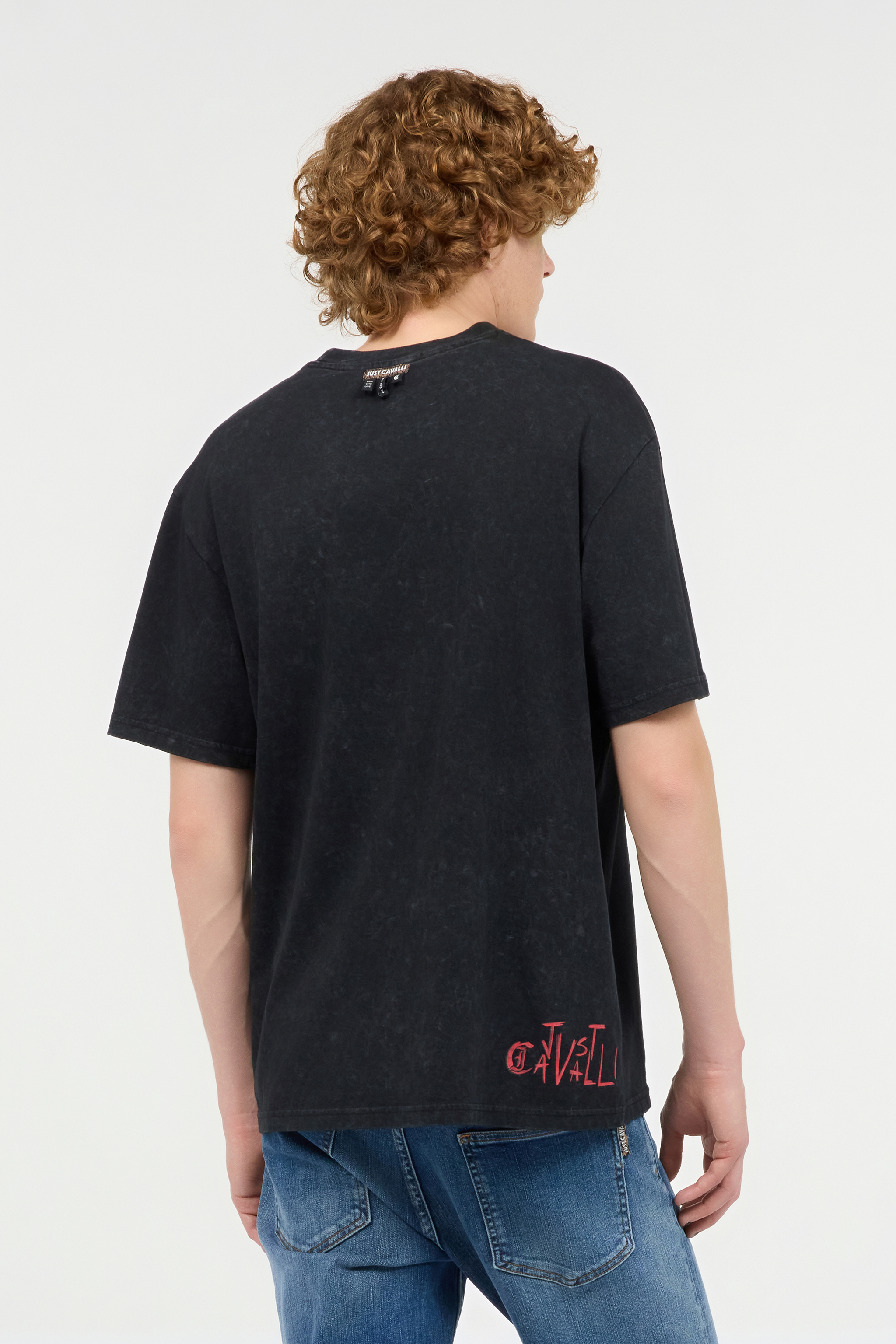 Roberto Cavalli T-shirt With Jc Monogram Patch In Black