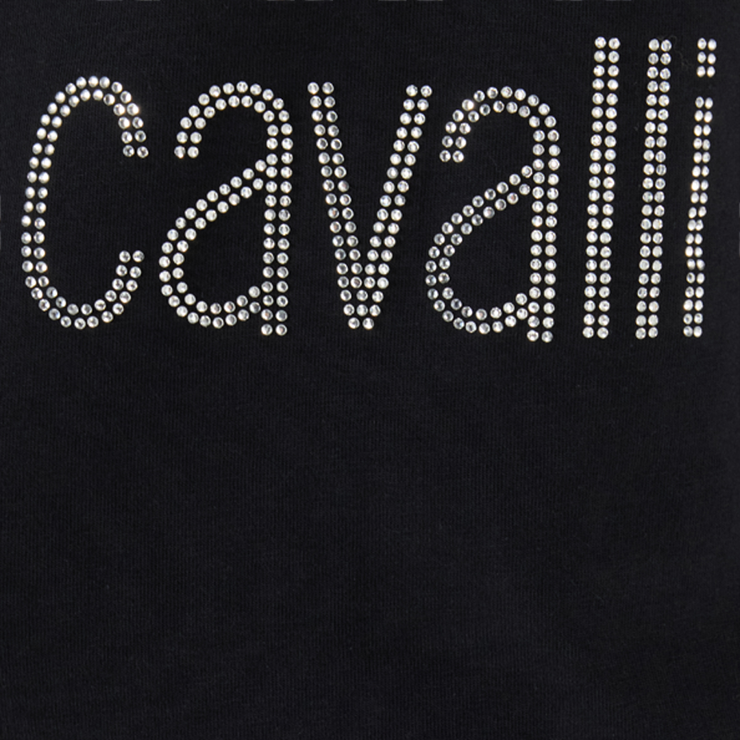 Shop Roberto Cavalli T-shirt Mit Monogramm Rc Und Logo Mit Nieten In Black