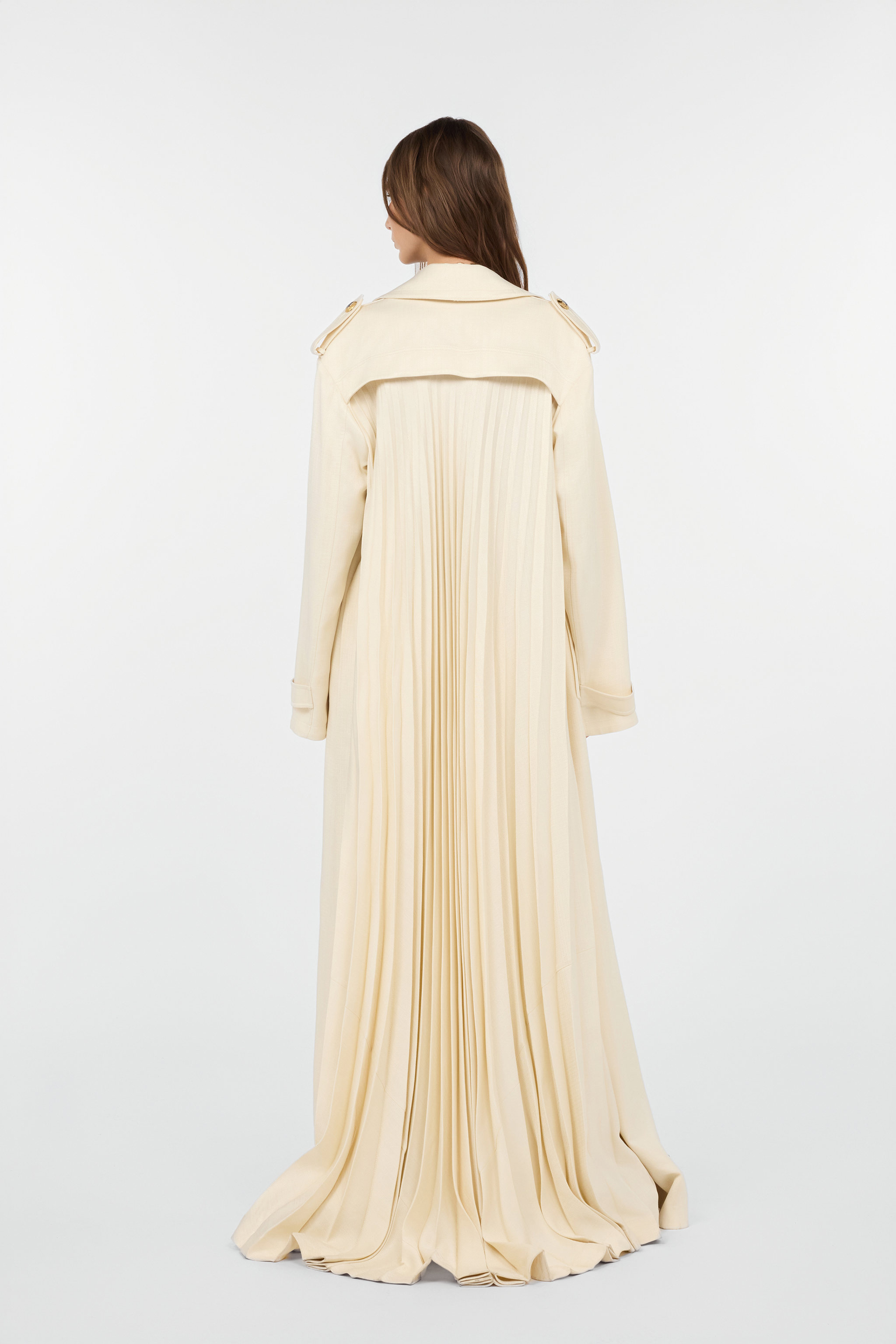  Roberto Cavalli Extra-long Ivory Trench Coat With Pleated Detailing - Female Coats & Jackets Ivory 38 