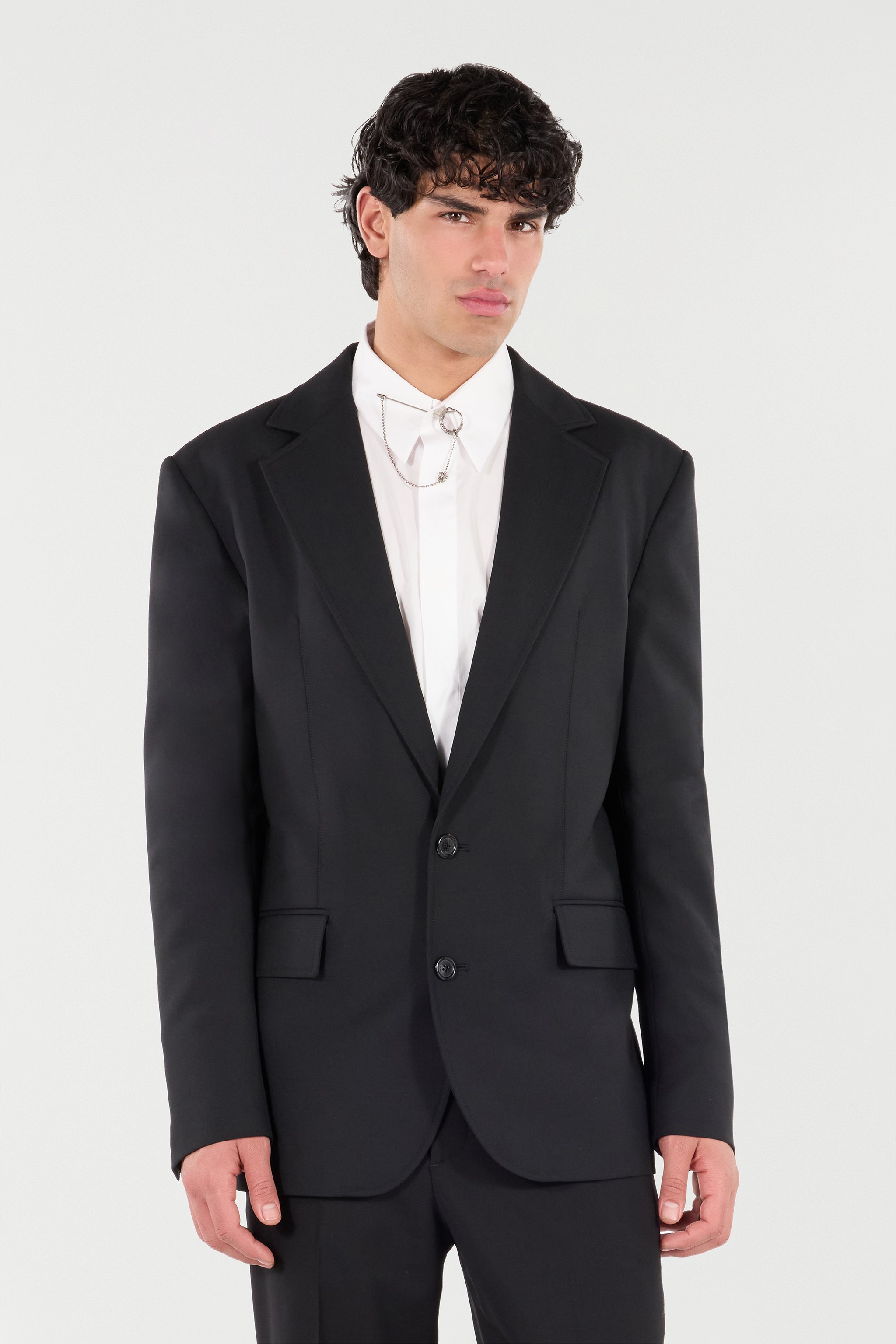 Roberto Cavalli Leopard-print Lining Wool Blazer In Black