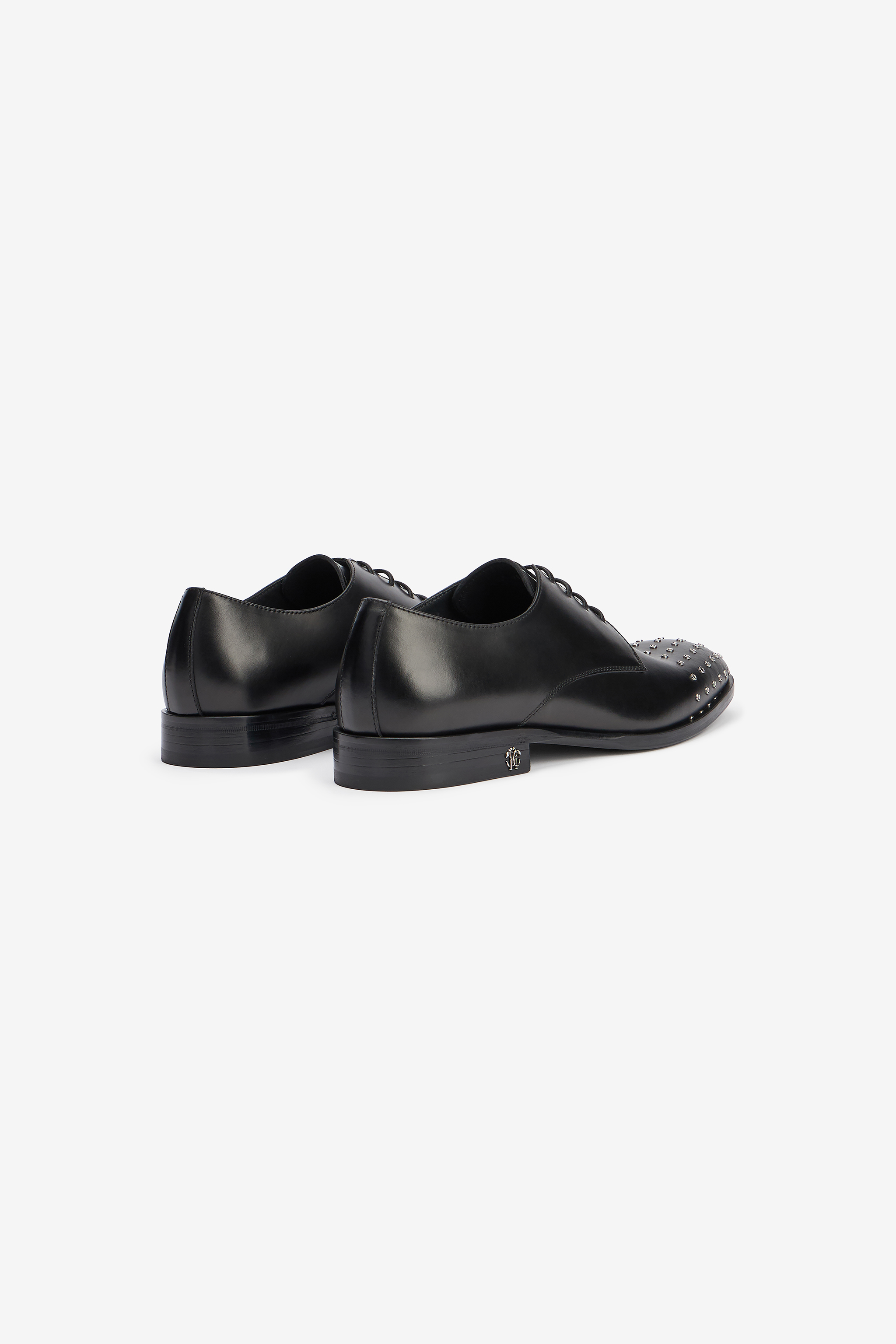 Roberto Cavalli Derby Shoes With Studded Toe Cap In Black