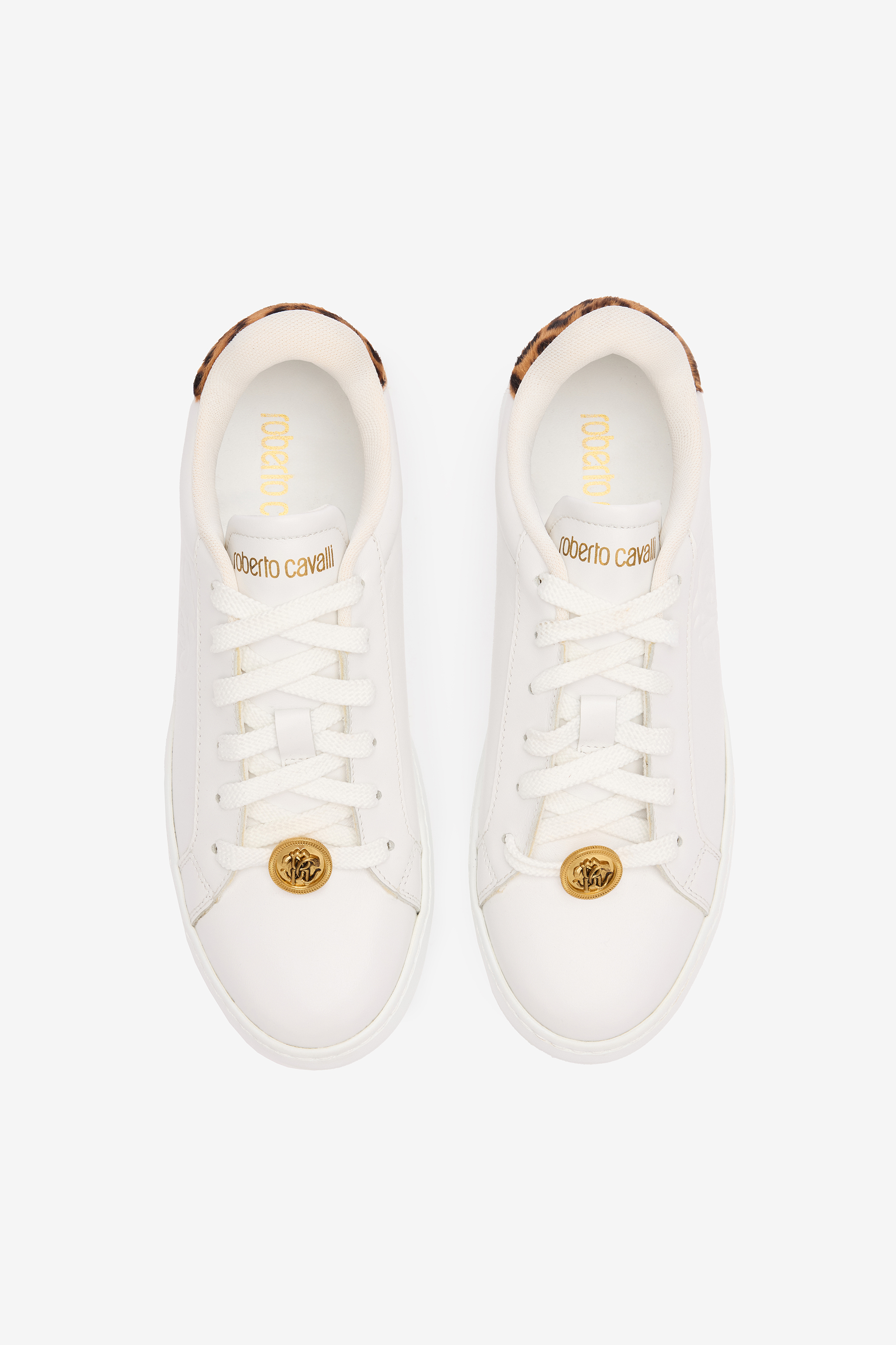 Roberto Cavalli Sneakers With Jaguar Skin Back In White