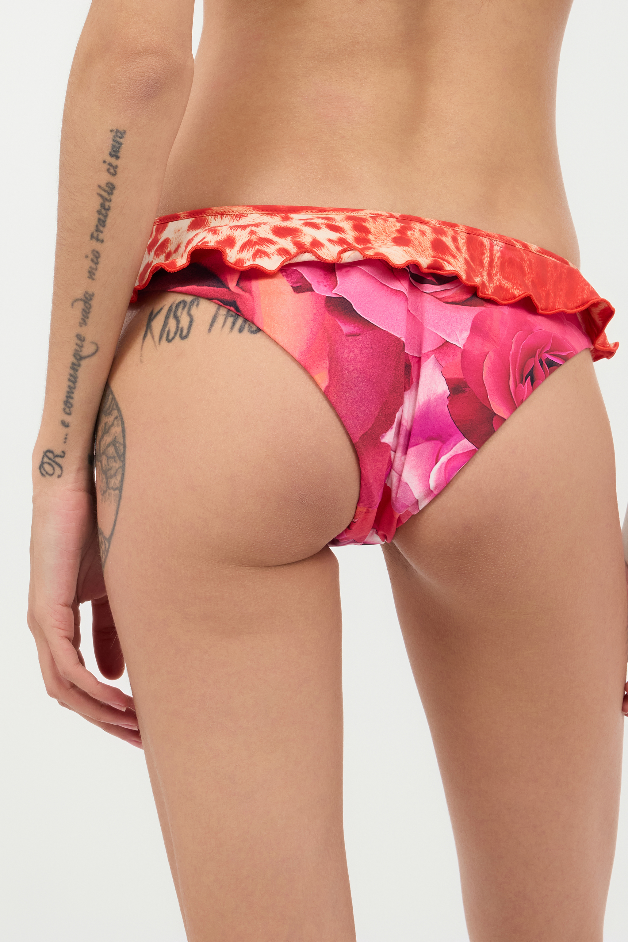 Roberto Cavalli Garden Rose And Cheetah Skin Trikini In Rosa