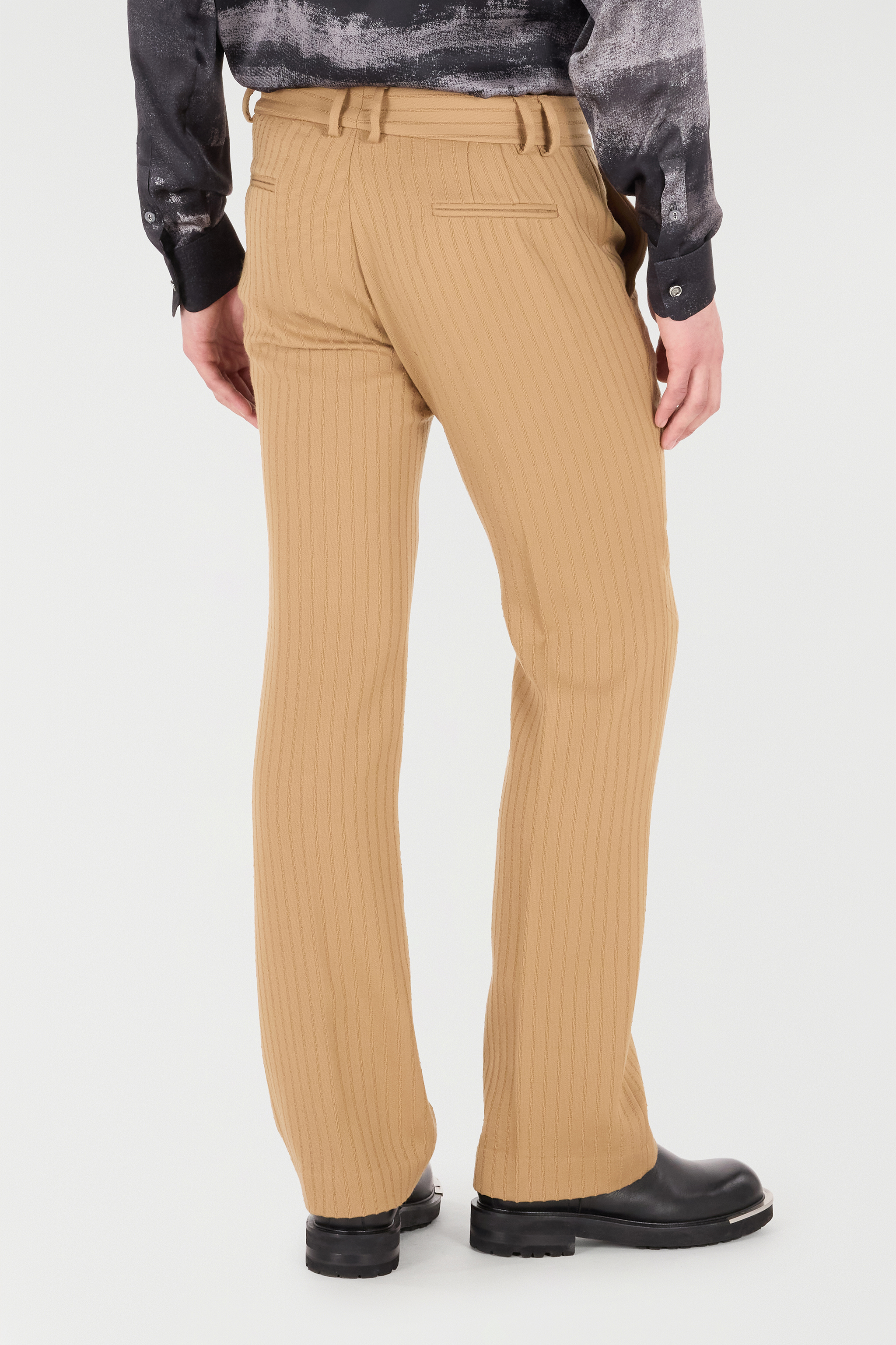 Roberto Cavalli Striped Virgin Wool Trousers In Brown