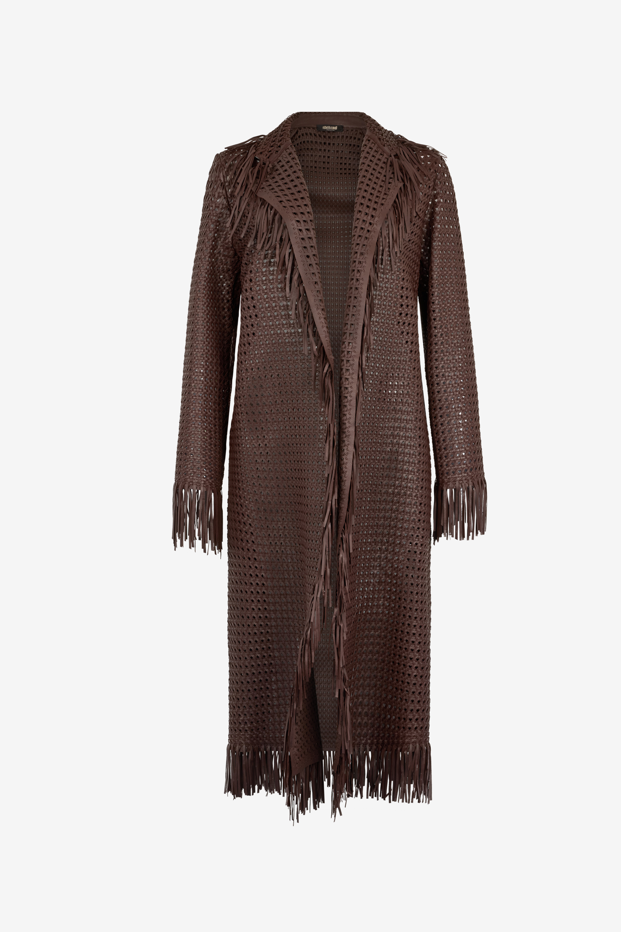 Roberto Cavalli Woman Leather Coat In Brown