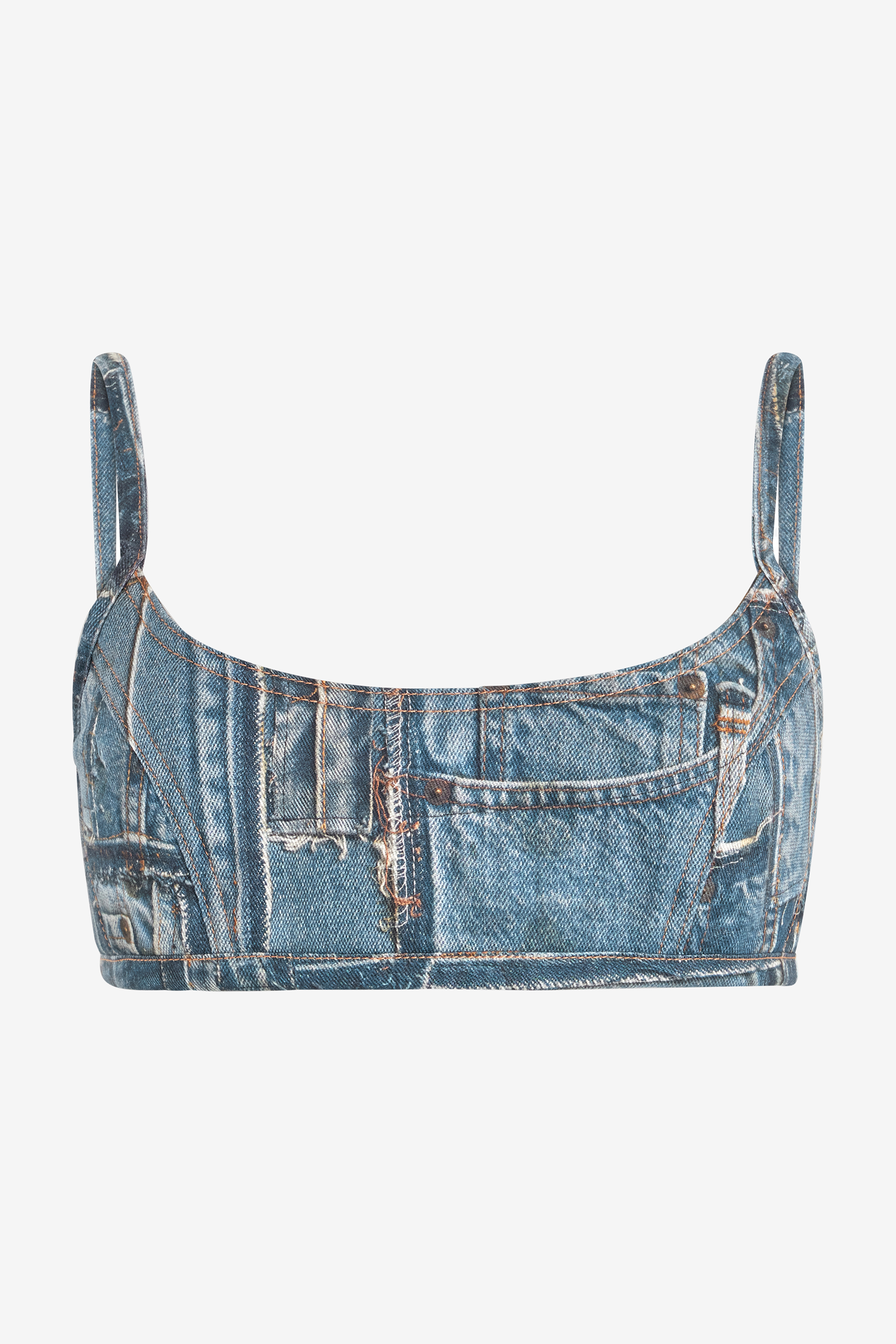 Roberto Cavalli Donna Blu Bralette In Denim Patchwork Capsule Collection - Abbigliamento 40 - Immagine 1