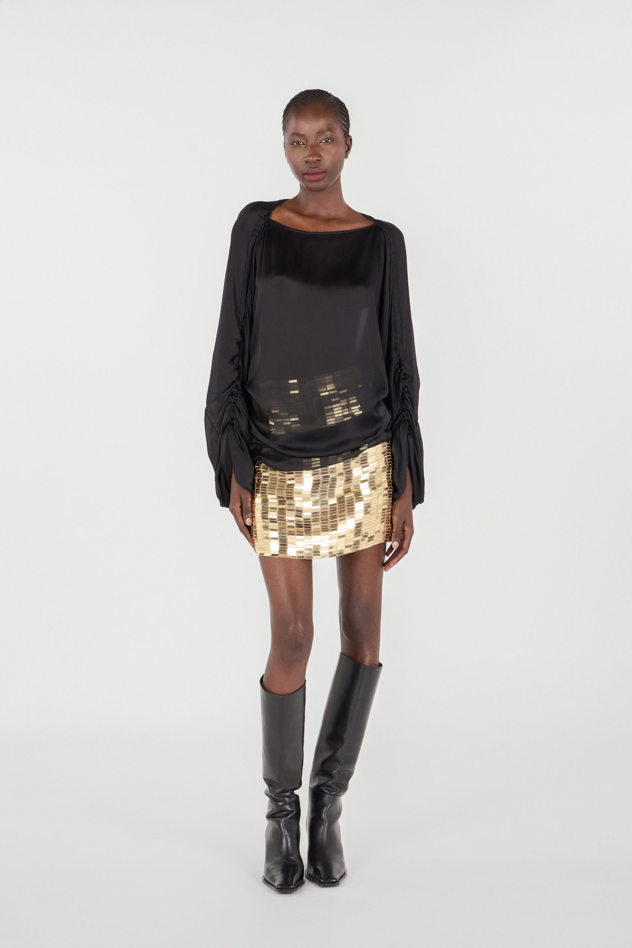 Roberto Cavalli Sequin-embellished Mini Skirt In Gold