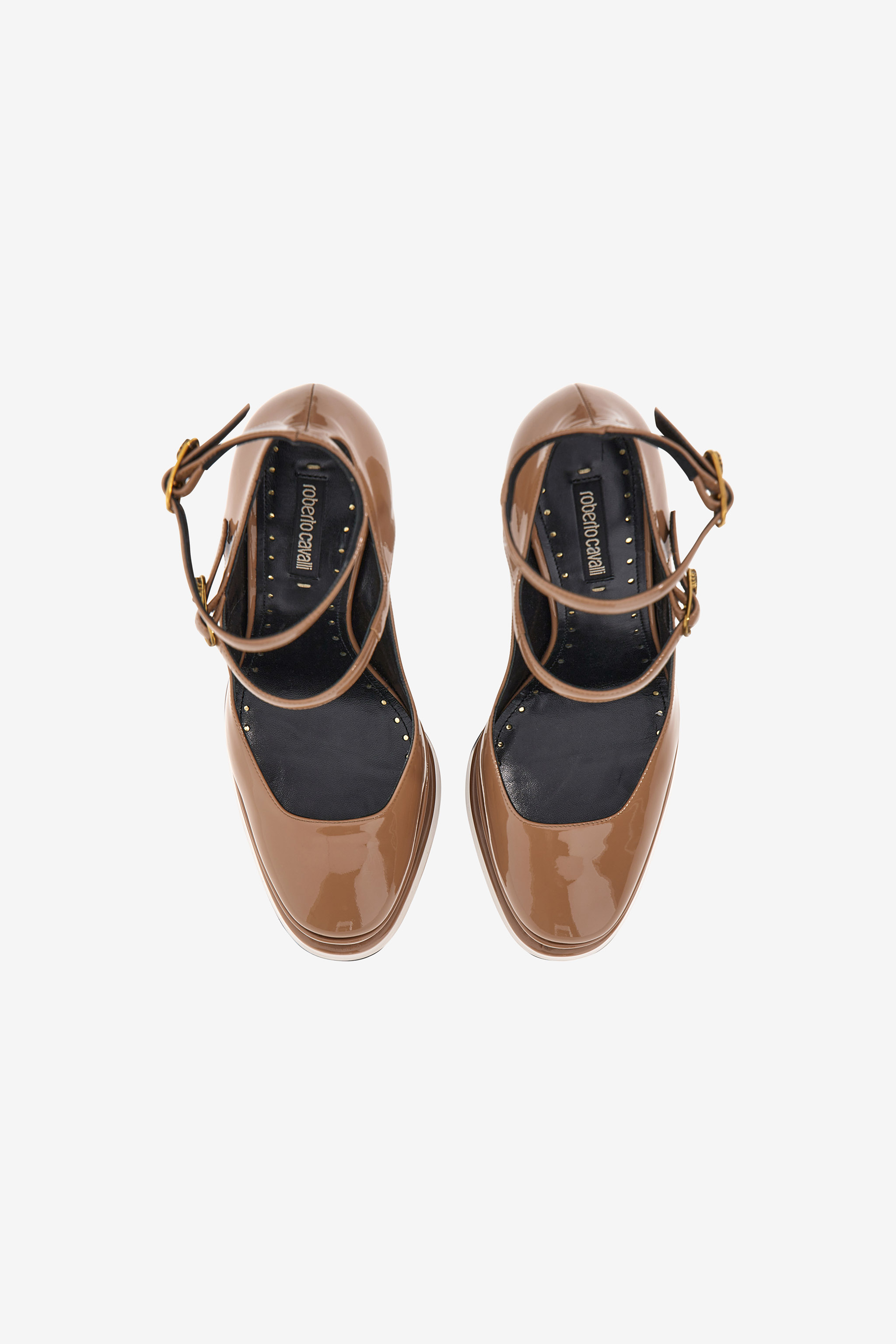 Roberto Cavalli Platform Sandals With Straps In Brown