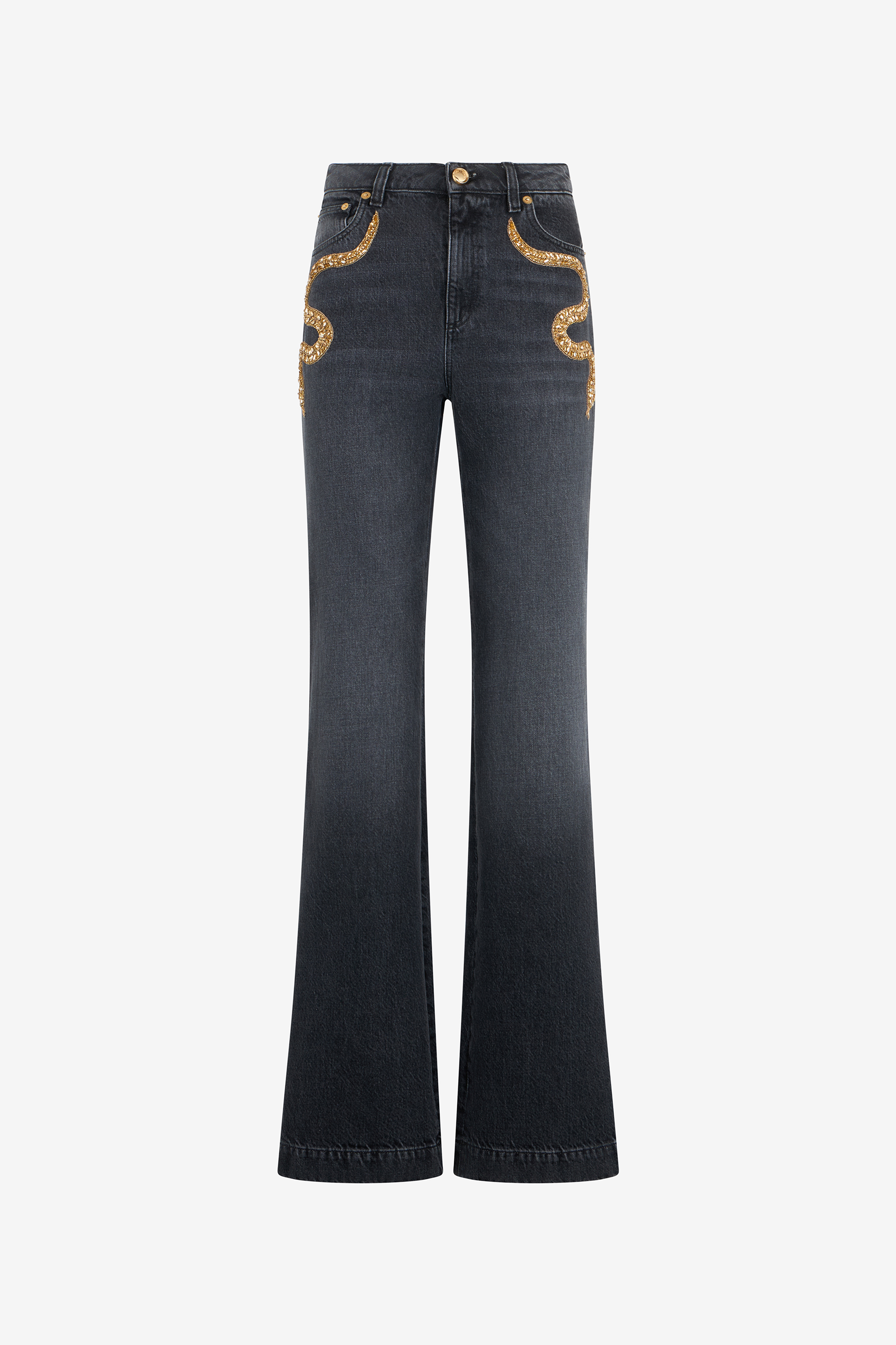 Roberto Cavalli Flared Jeans with Snake Embroidery