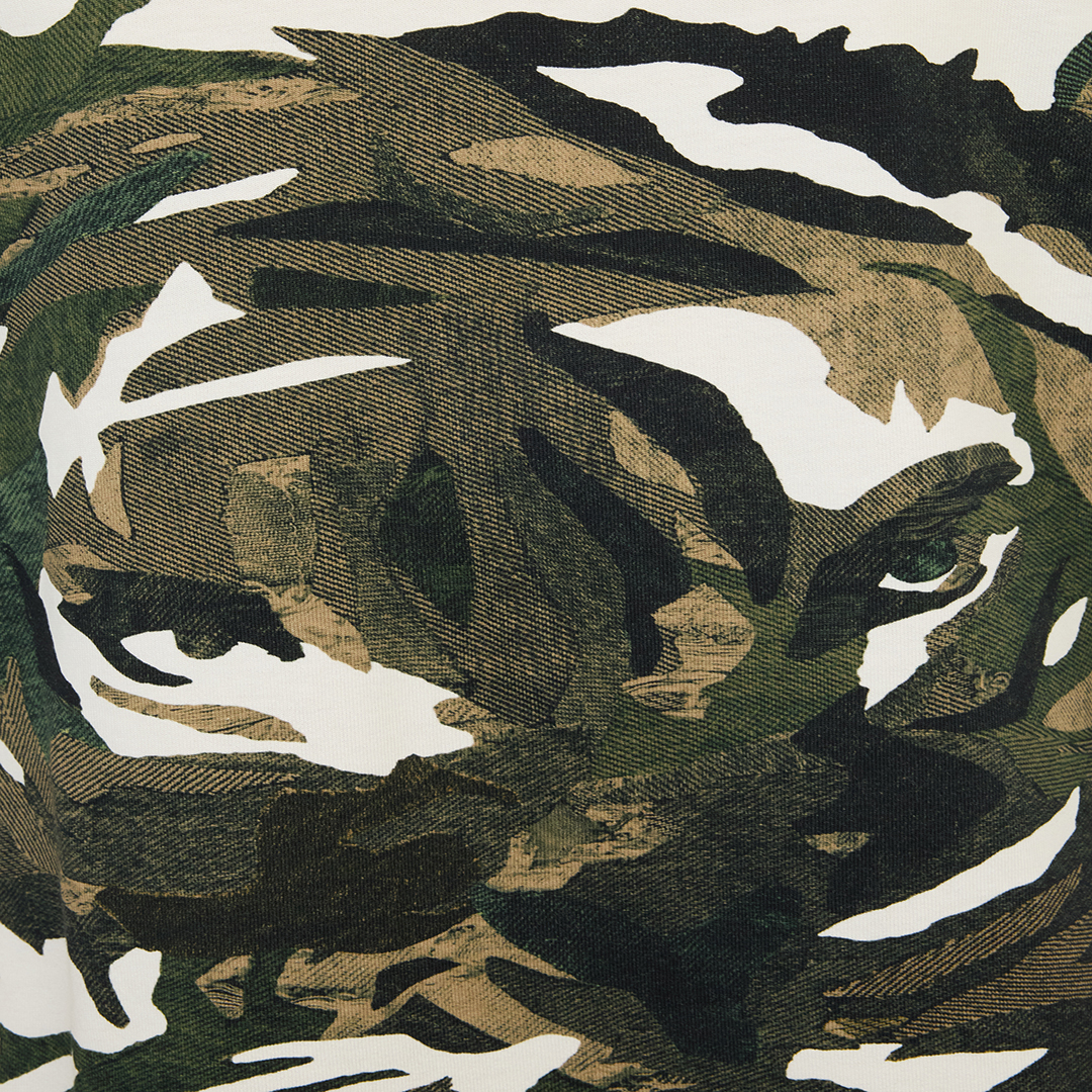 Roberto Cavalli Tiger Camu Print T-shirt In White