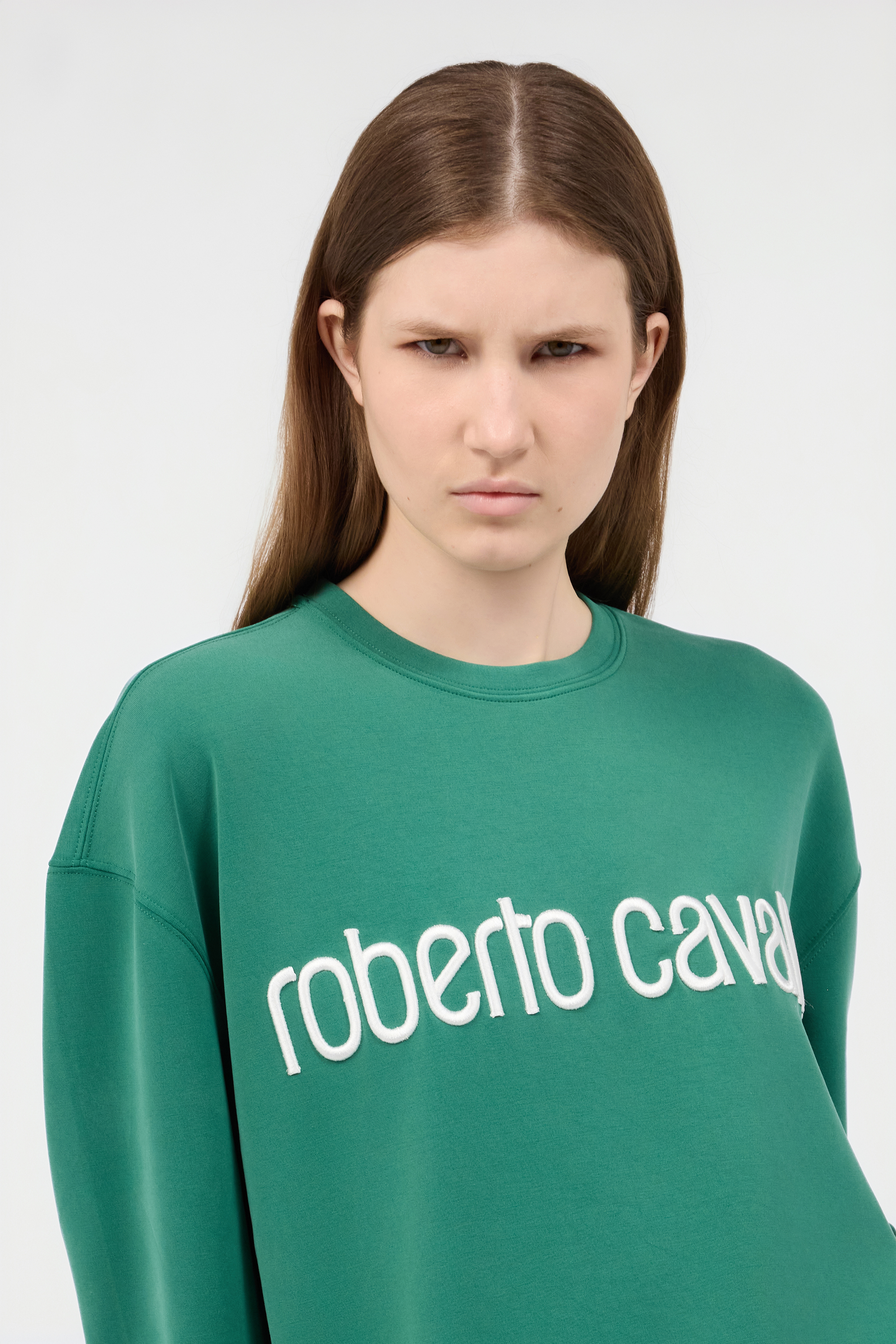 Shop Roberto Cavalli Grünes Sweatshirt Mit Logo