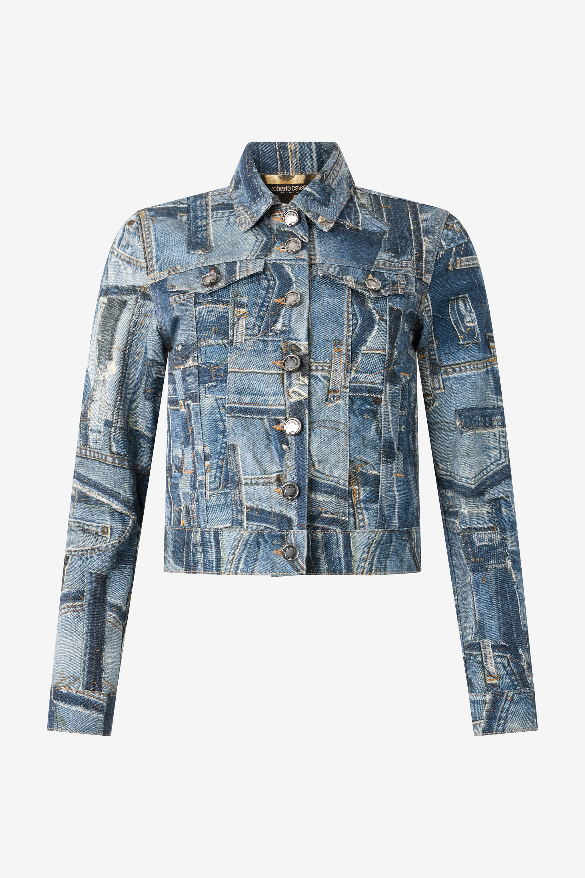 Roberto Cavalli Women's Blue Patchwork Capsule Collection Denim Jacket - Ready To Wear