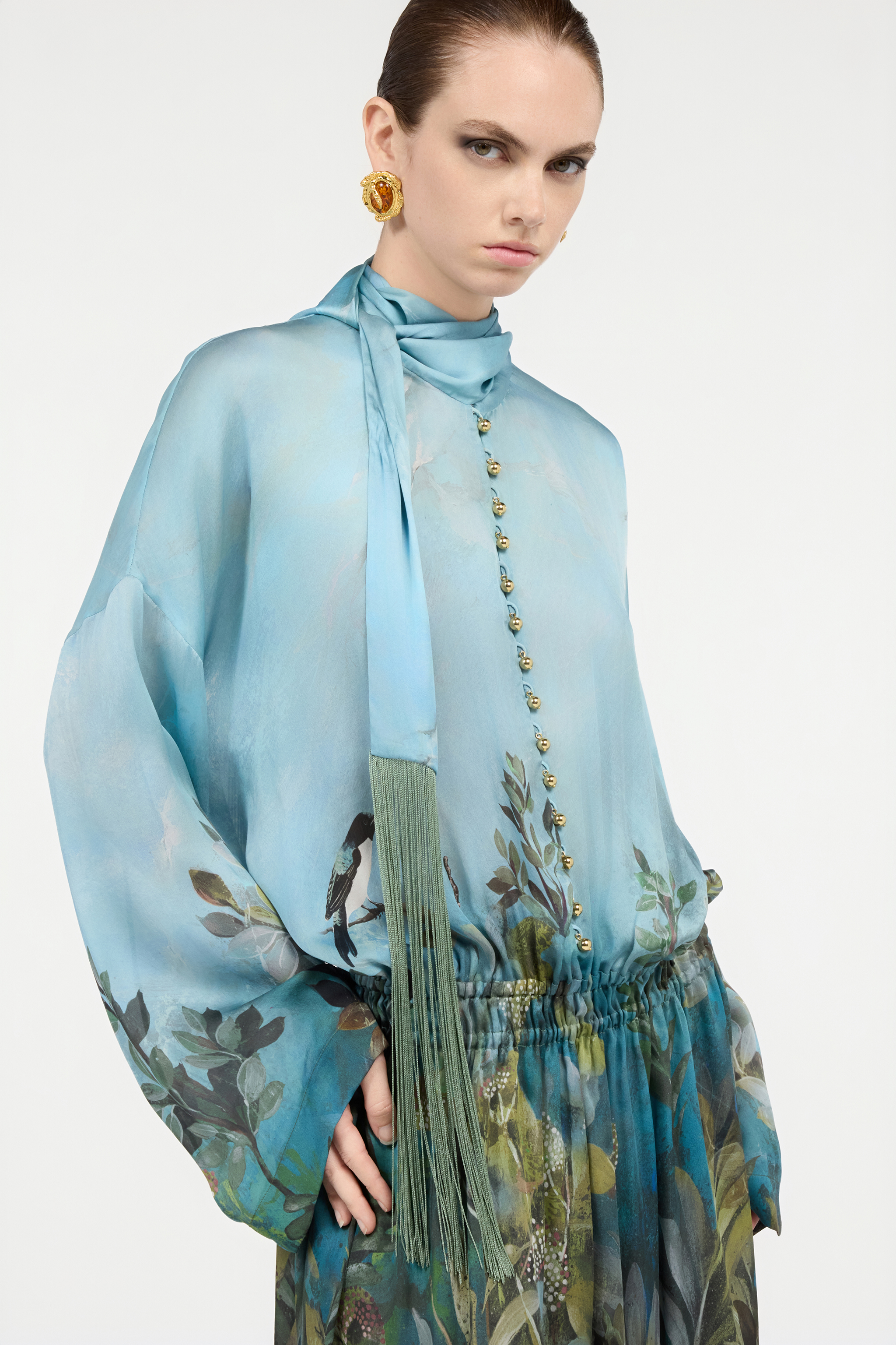 Silk Dress With Nature Print