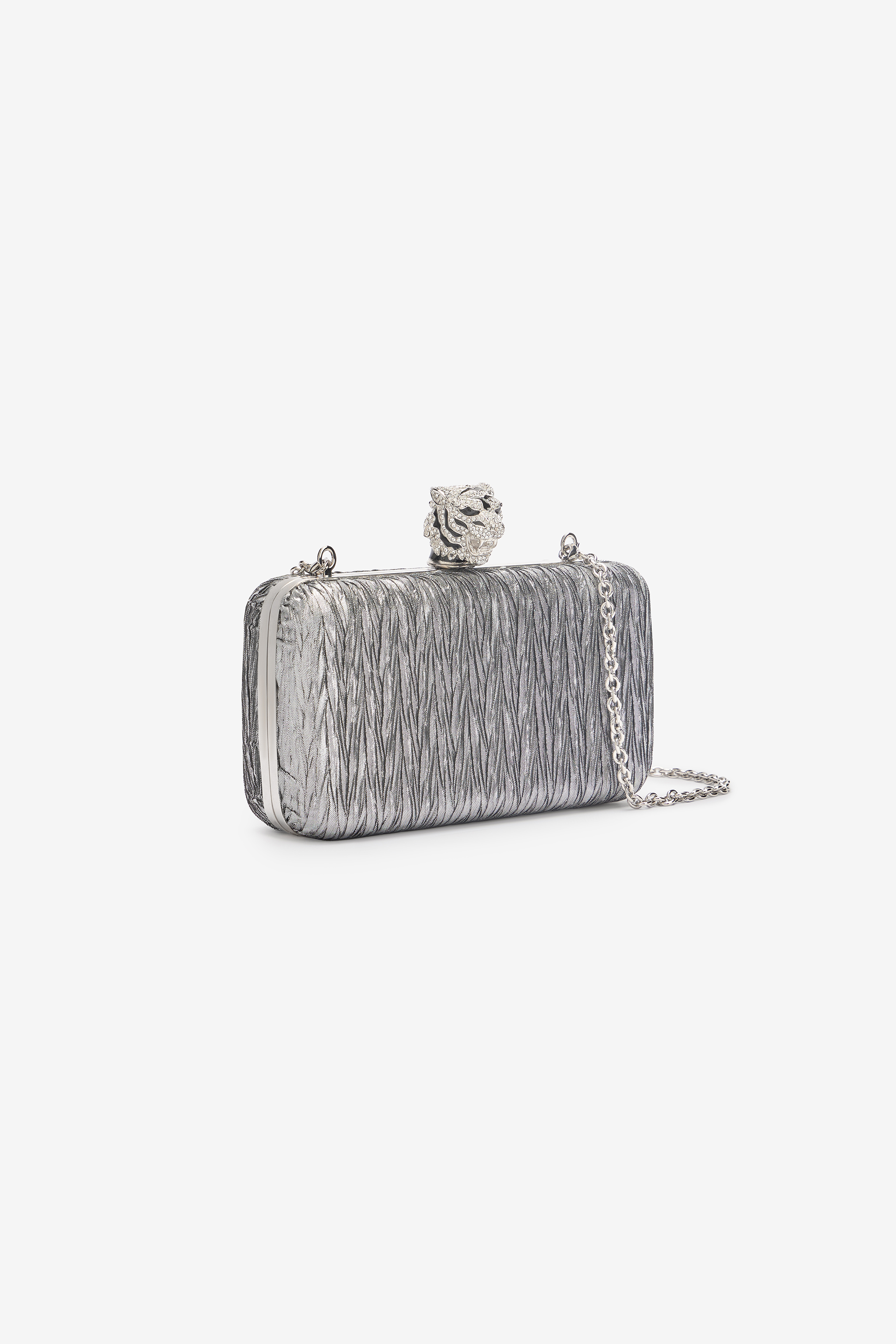 Shop Roberto Cavalli Clutch Mit Tiger-verschluss In Silver