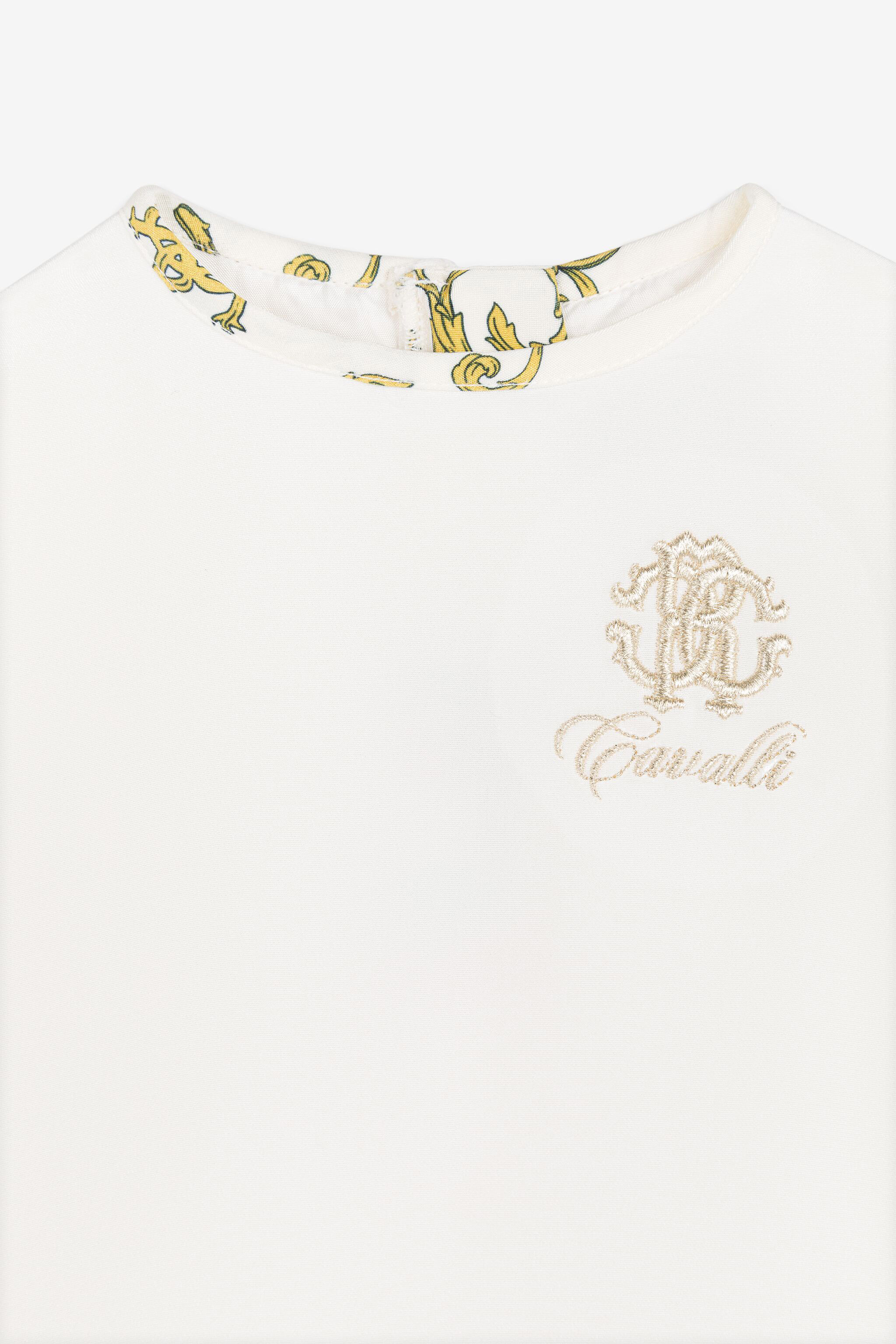 RC Monogram-Embroidered Silk Dress