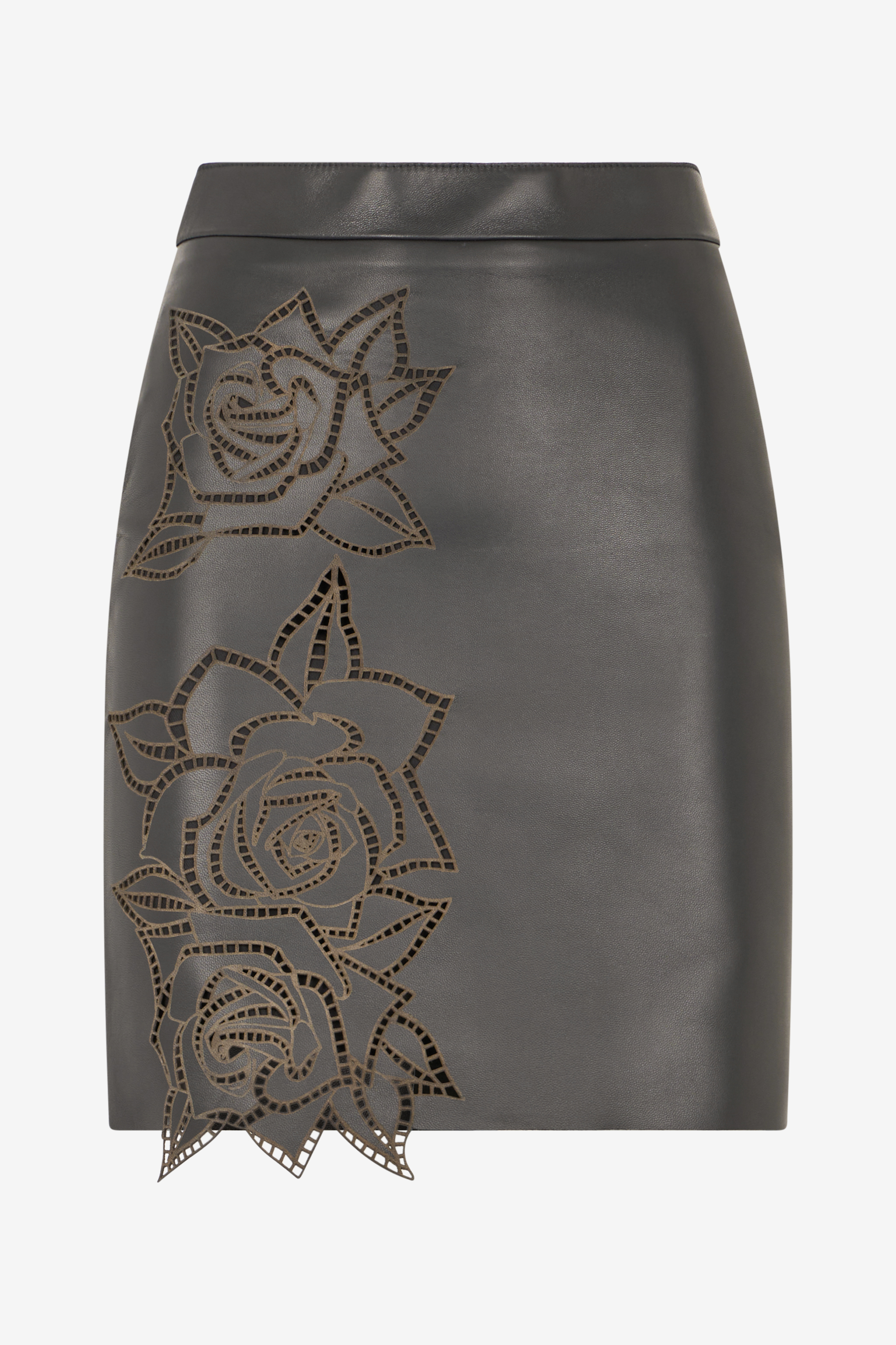 Roberto Cavalli Women's Black Skirt With Perforated Rose Pattern - Ready To Wear