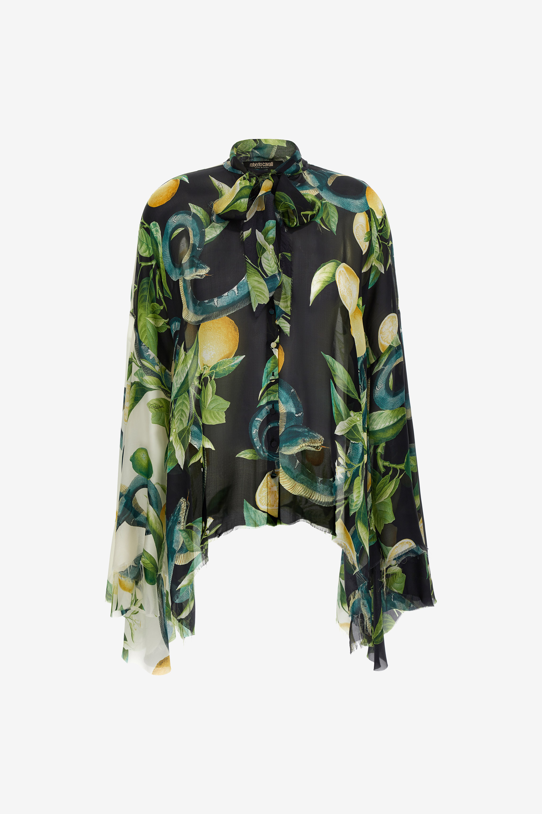 Roberto Cavalli Blouse With Lemon Print In Black