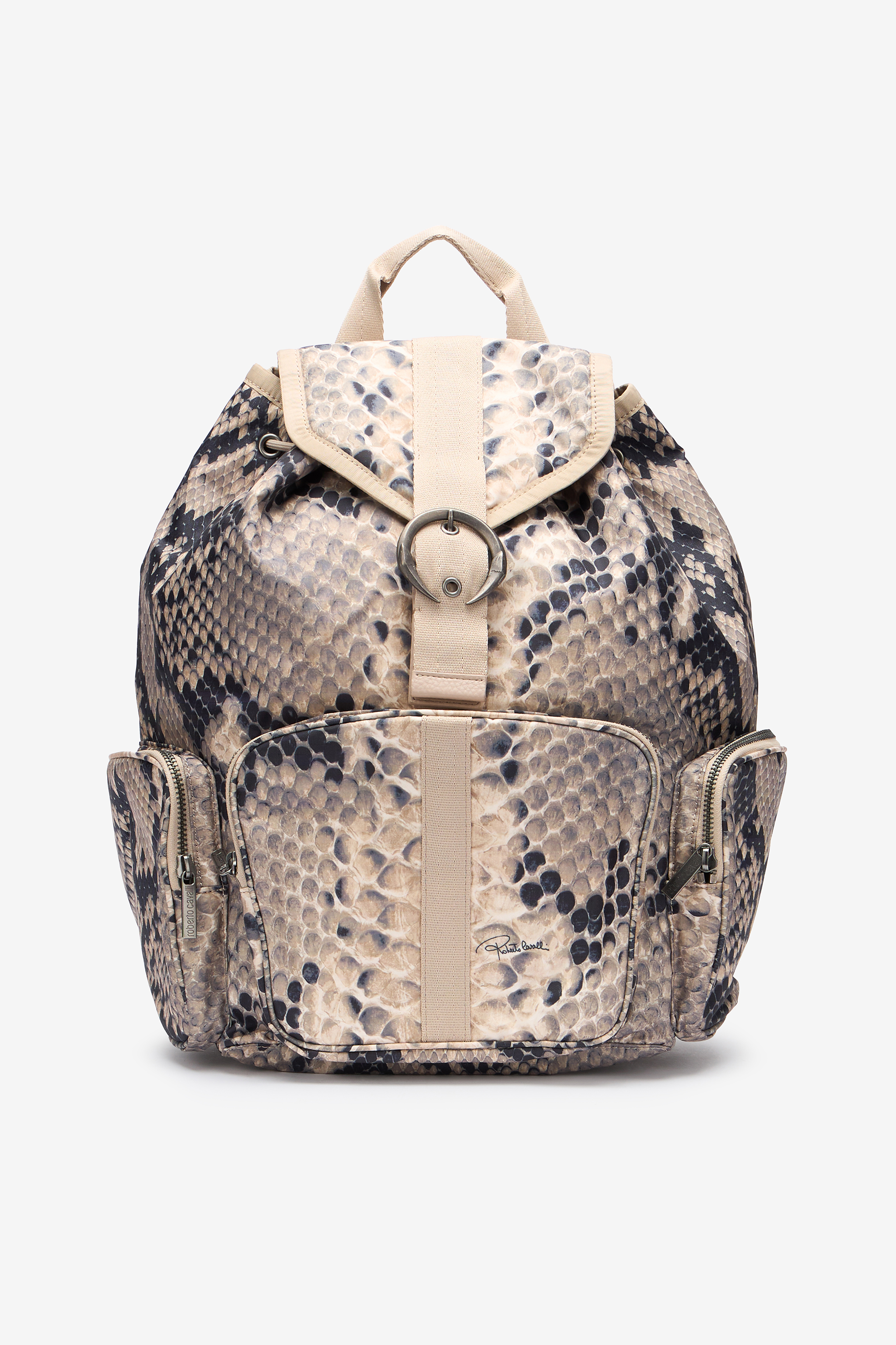 Roberto Cavalli Napoli Python Backpack In Brown