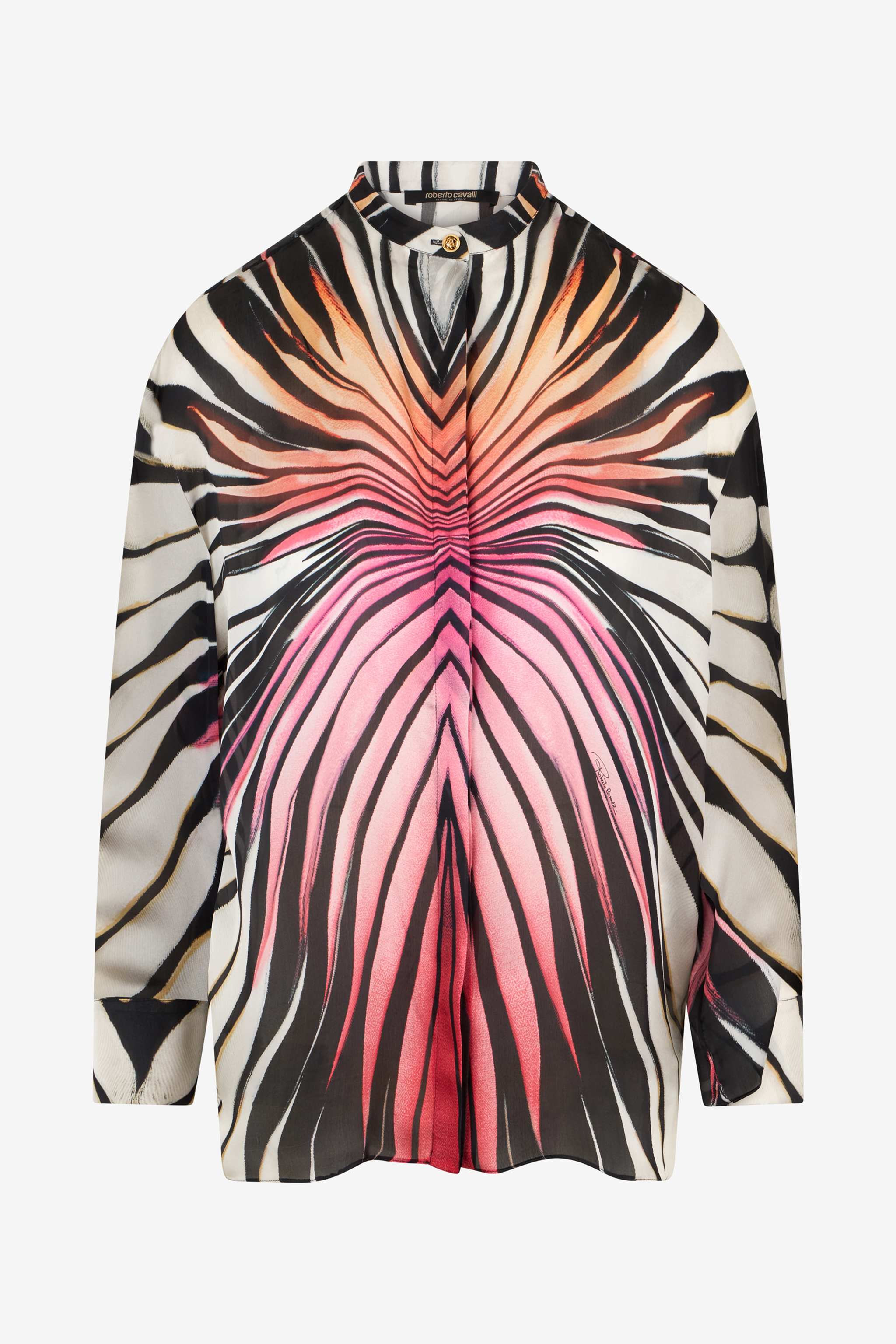 Ray Of Paradise Print Silk Shirt in CORAL for Women | Roberto Cavalli®