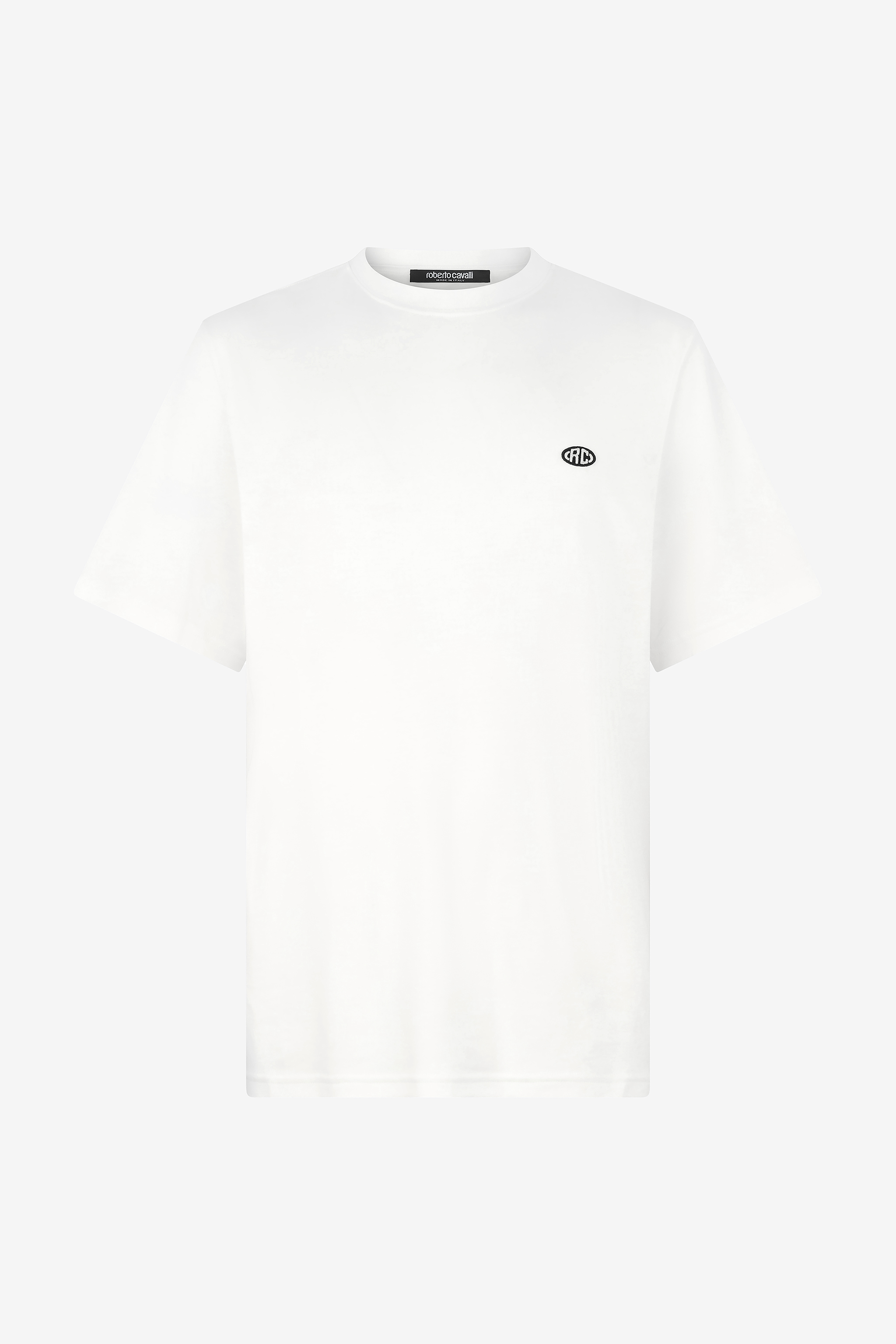 Roberto Cavalli Men's White T-Shirt With Logo Patch - Promo Sale Fw2025