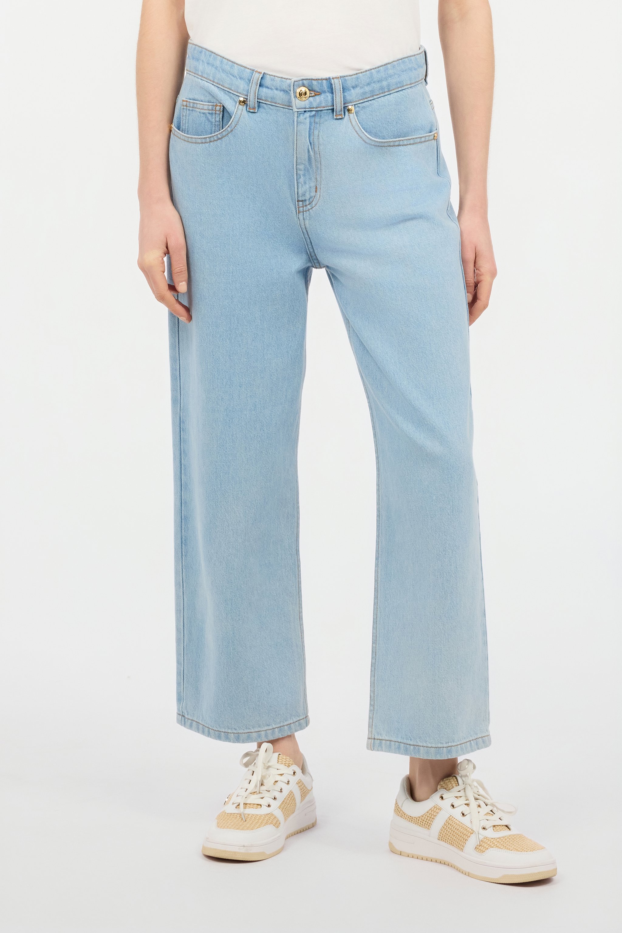 Roberto Cavalli Culotte Jeans With Light Wash In Light Blue